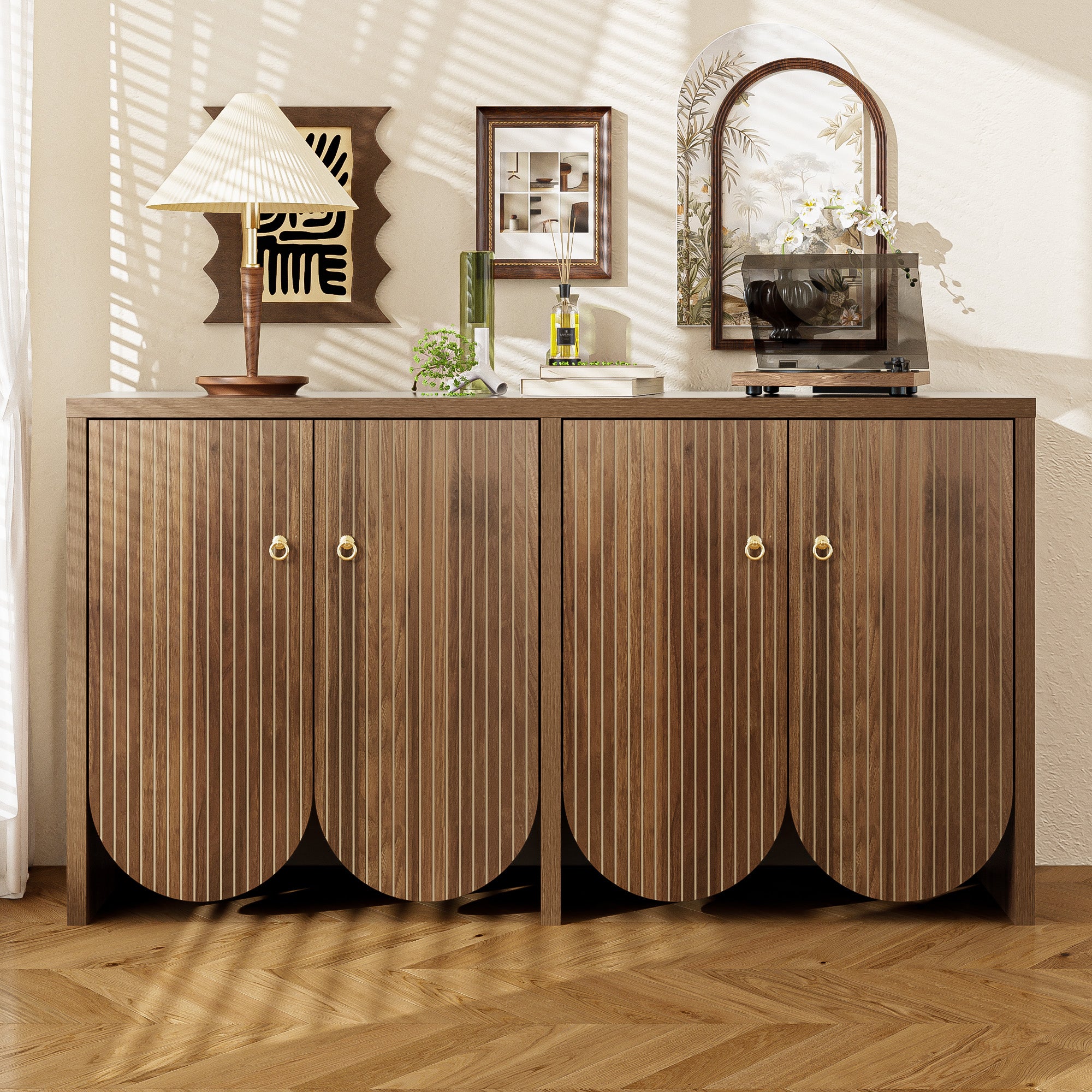 [variant:GA0002N] Fluted 4-Door Sideboard – Walnut image 3