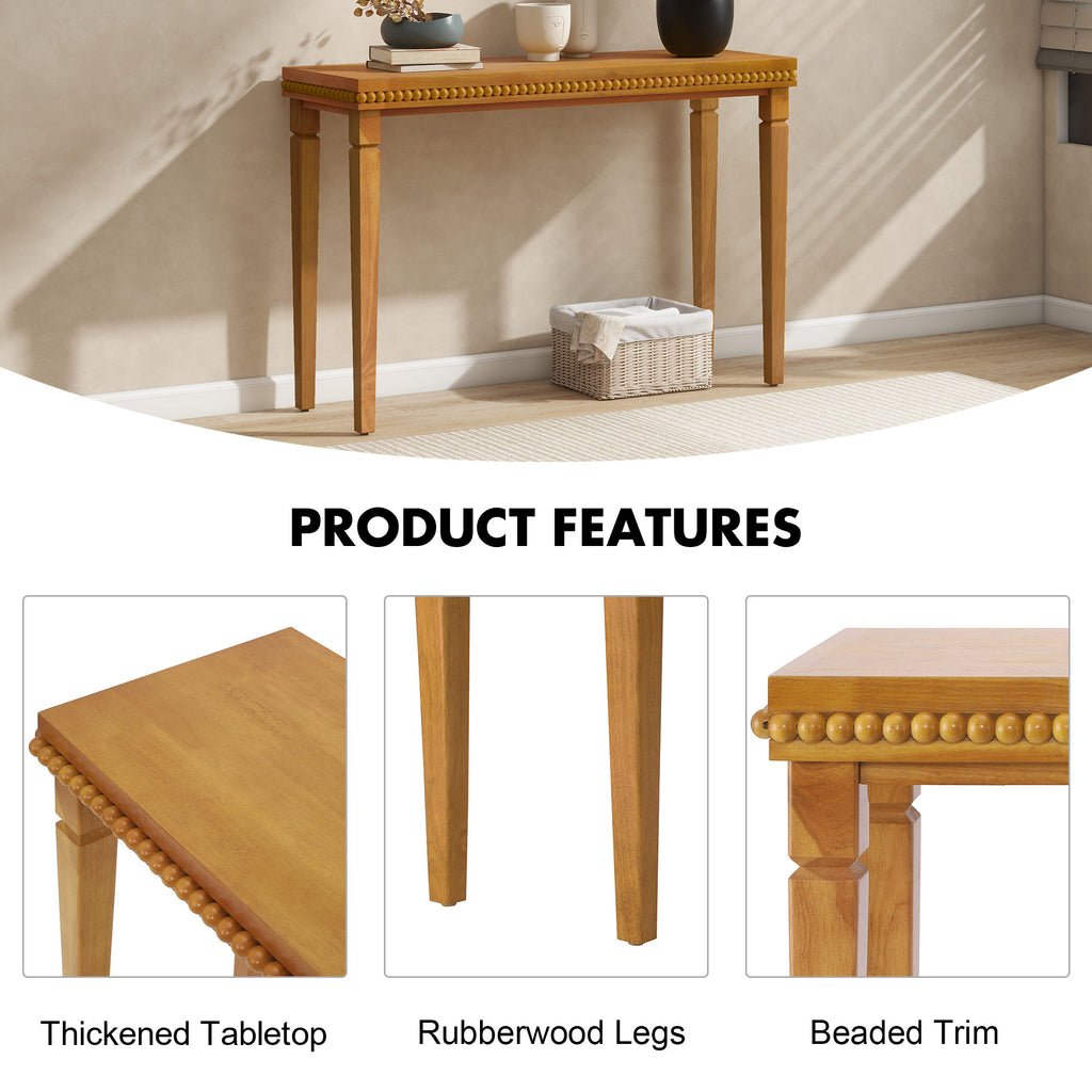 Farmhouse Console Table with Beaded Trim — [variant:N876P351928D] Natural image 4