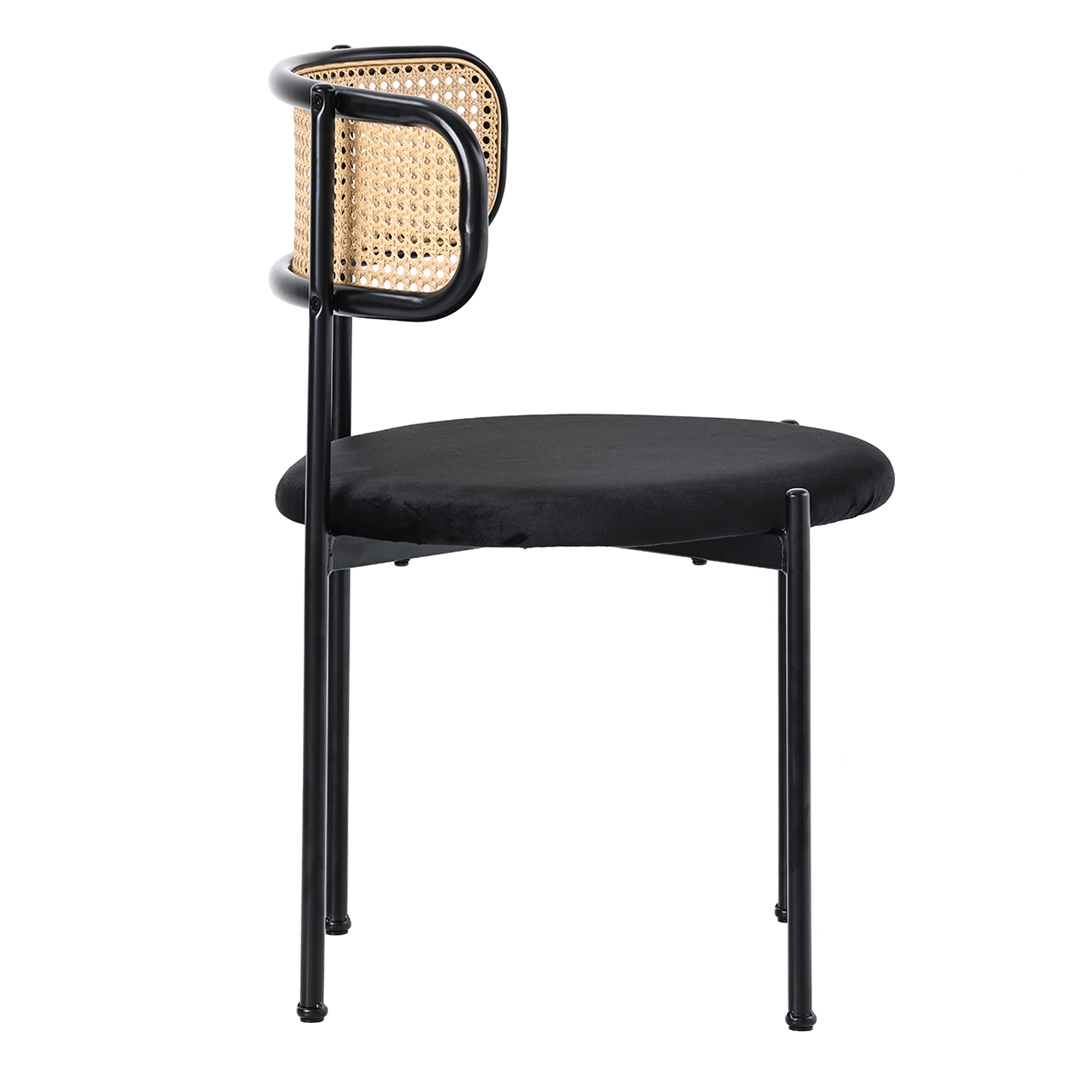 [variant:N859P374642S] Set of 4 Modern Black Velvet Dining Chairs image 10