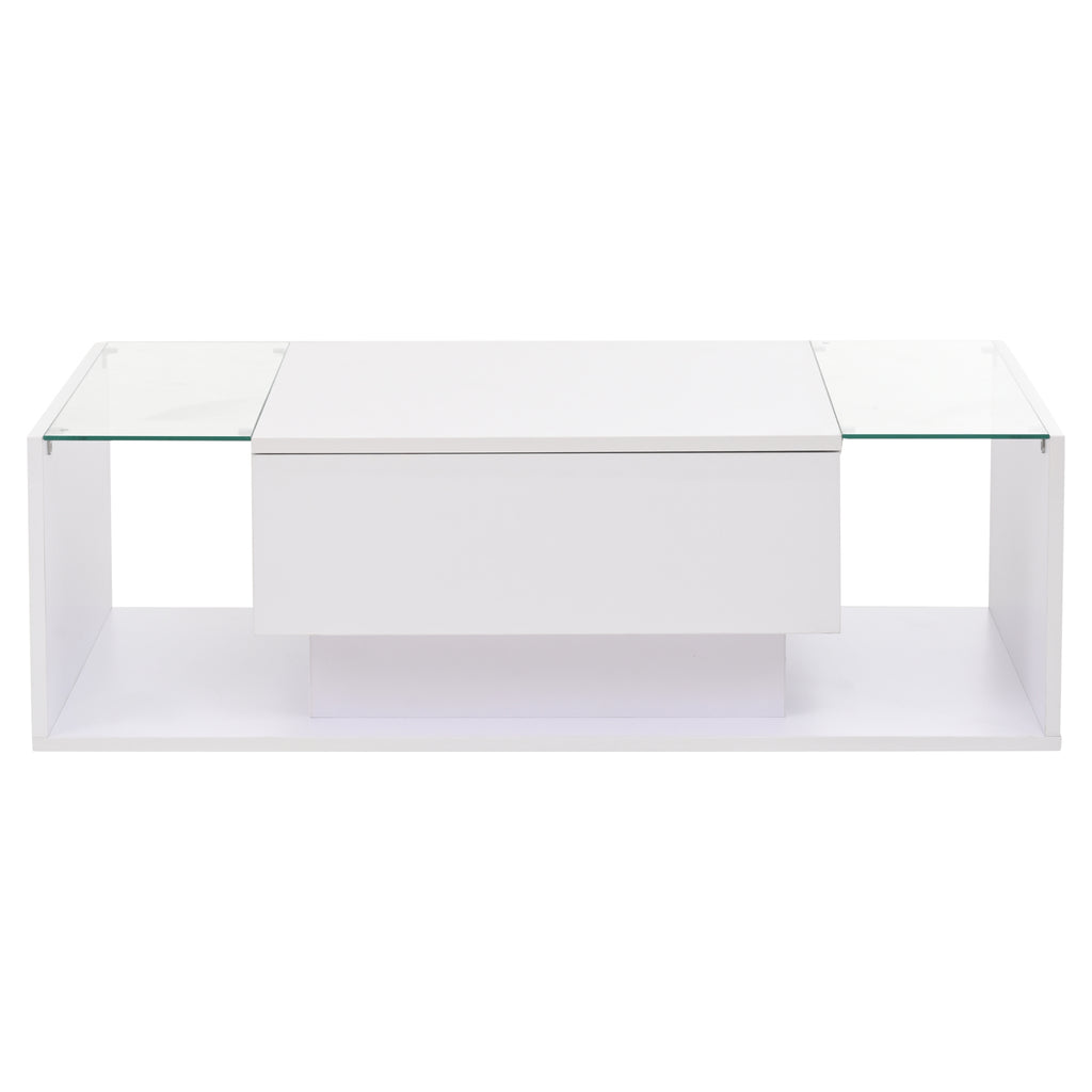 [variant:N892P423295W] High-Gloss LED Coffee Table with Drawer and Glass Top image 32