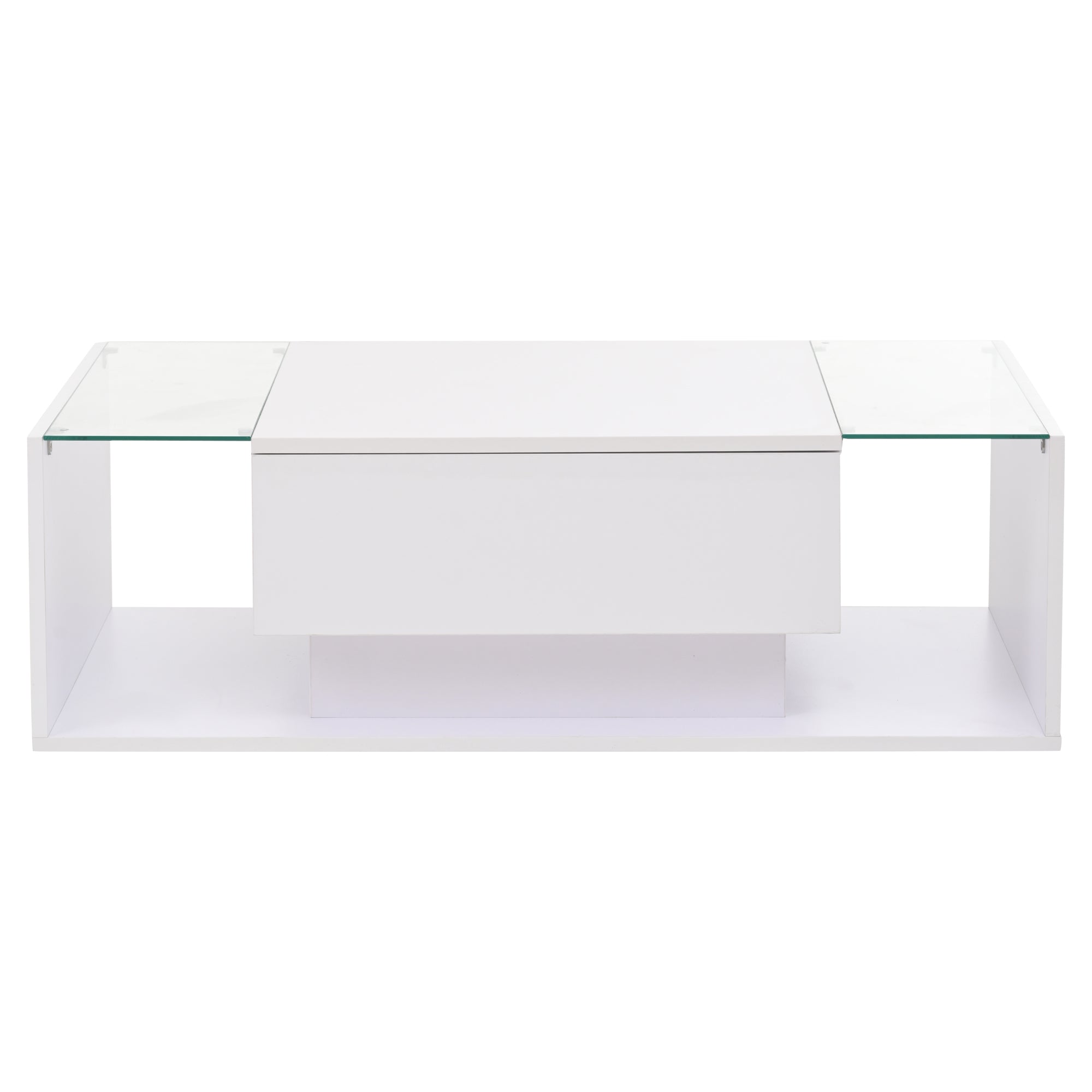 [variant:N892P423295W] High-Gloss LED Coffee Table with Drawer and Glass Top image 32