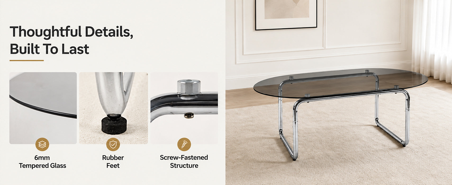 Curved Tempered-Glass Coffee Table — [variant:W3738P499158] Grey image 10