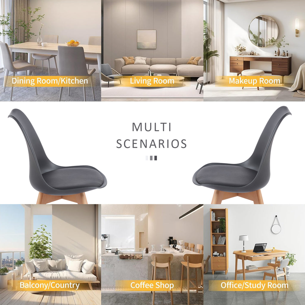 [variant:W3738P431300] Set of 2 Modern Black PU Leather Dining Chairs image 7