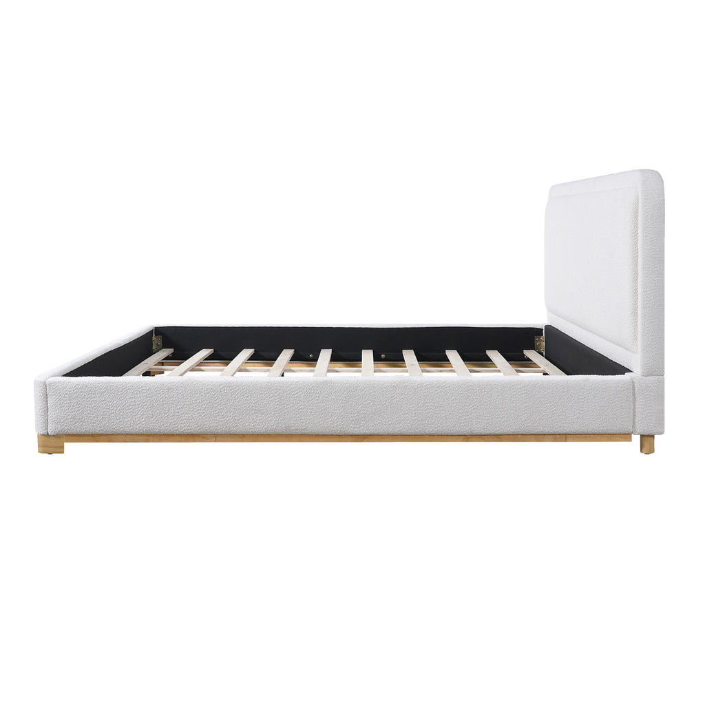 [variant:N859K000012W] King Bouclé Platform Bed with Curved Headboard – White image 13