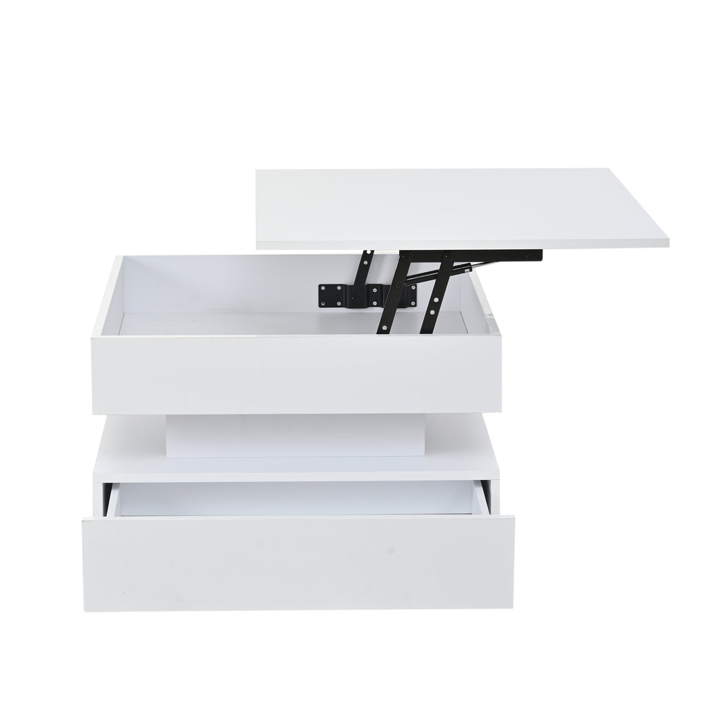 [variant:N892P407973W] White Lift-Top LED Coffee Table with 2 Drawers image 37