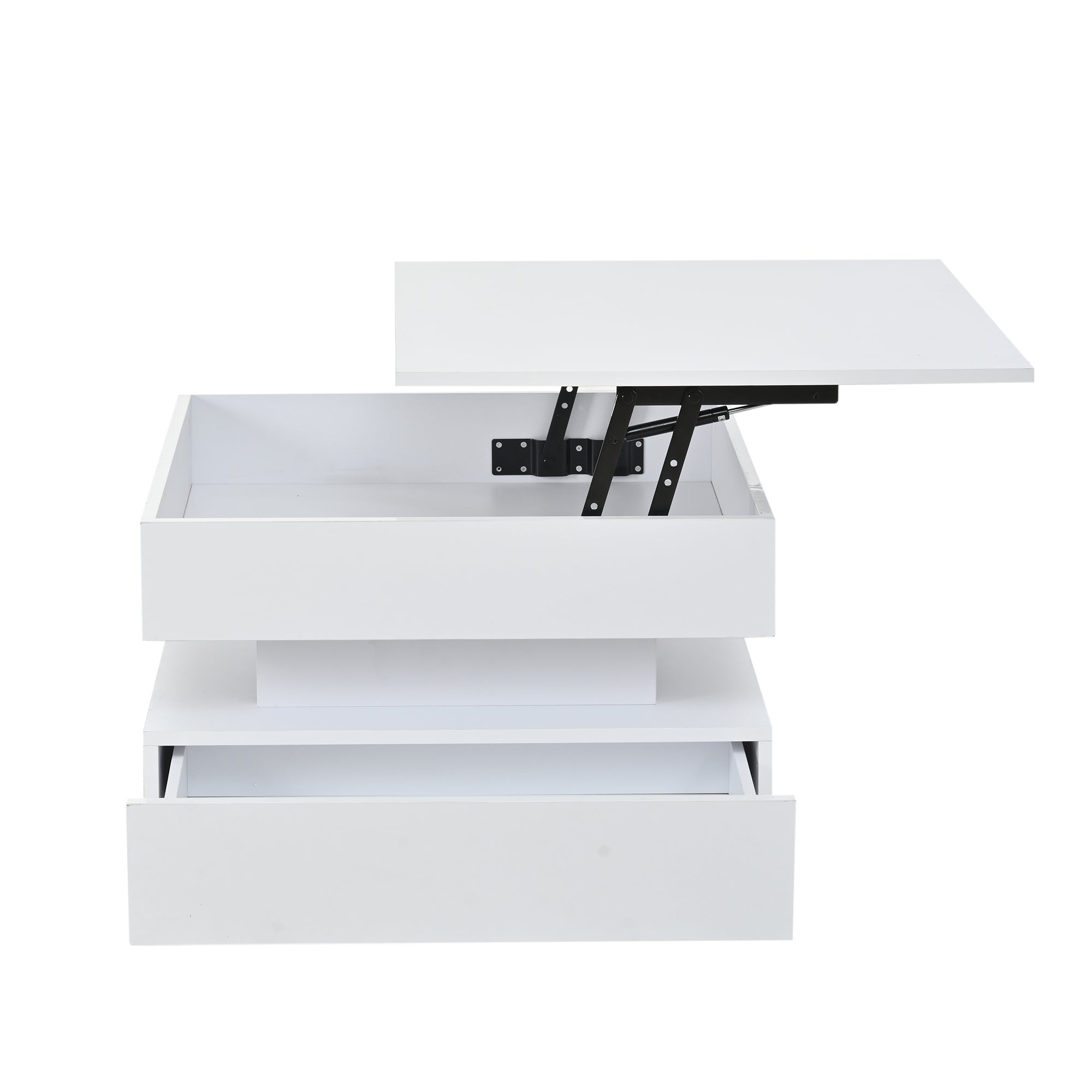 [variant:N892P407973W] White Lift-Top LED Coffee Table with 2 Drawers image 37