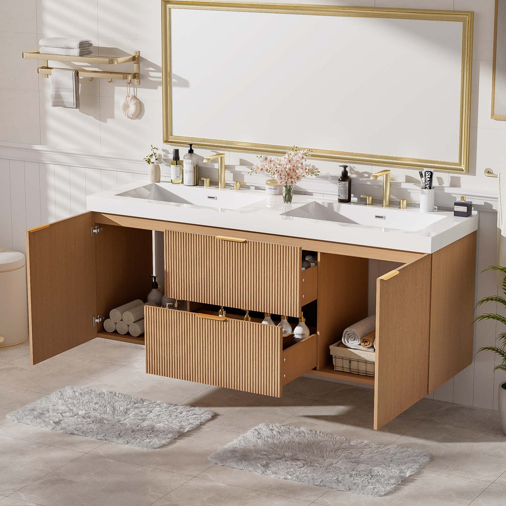 [variant:N729P000007N] Double-Sink Bathroom Vanity with SMC Top – 59.3-Inch image 3