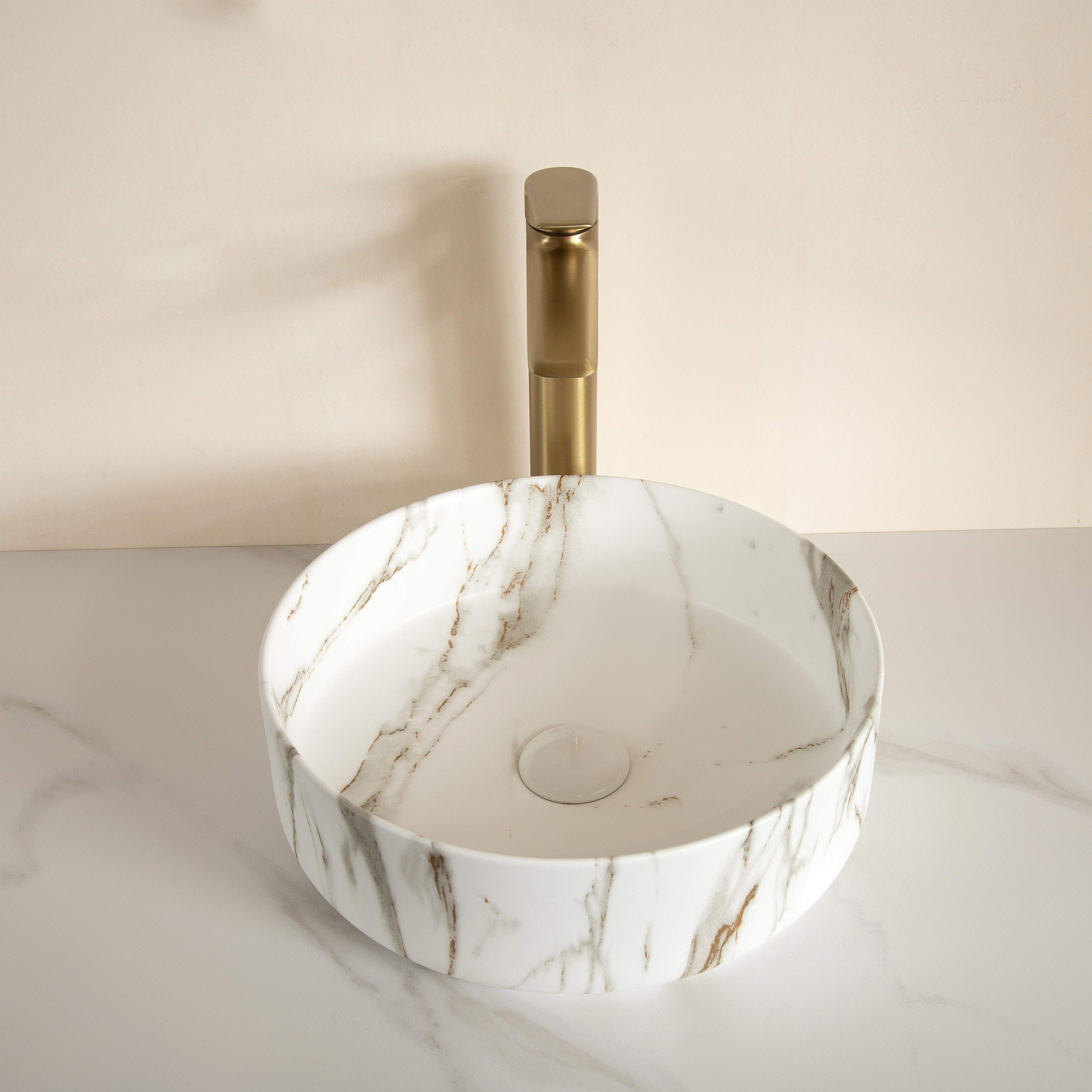 Round Vessel Bathroom Sink – 14-Inch — [variant:W6063P512743] White image 3