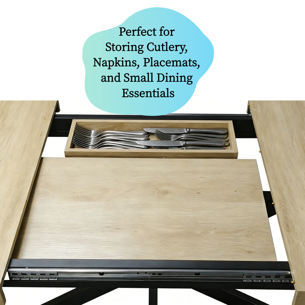 Extendable Dining Table with Hidden Storage – 55–71 Inch — [variant:W3679P437341] Natural image 13