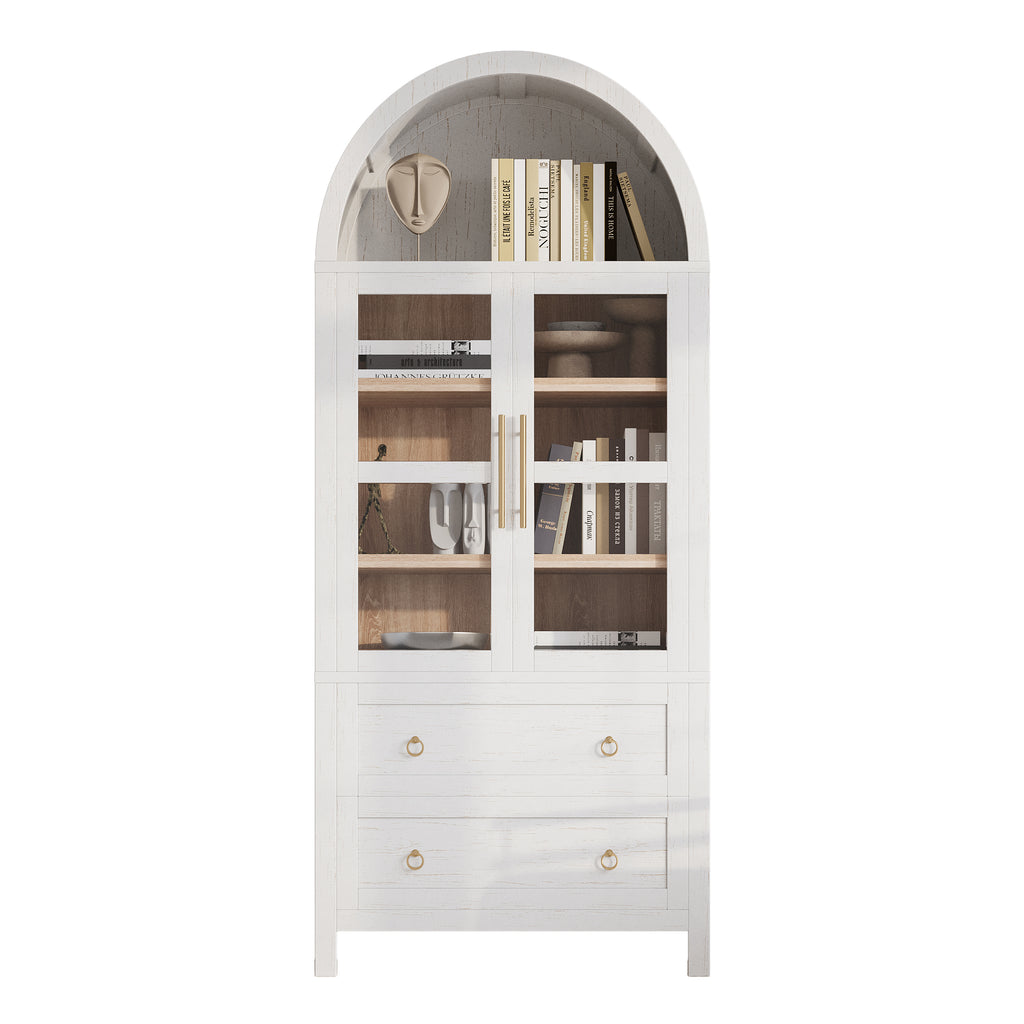 [variant:N853P387781W] Arched Glass-Door Pantry Cabinet – 71-Inch image 32