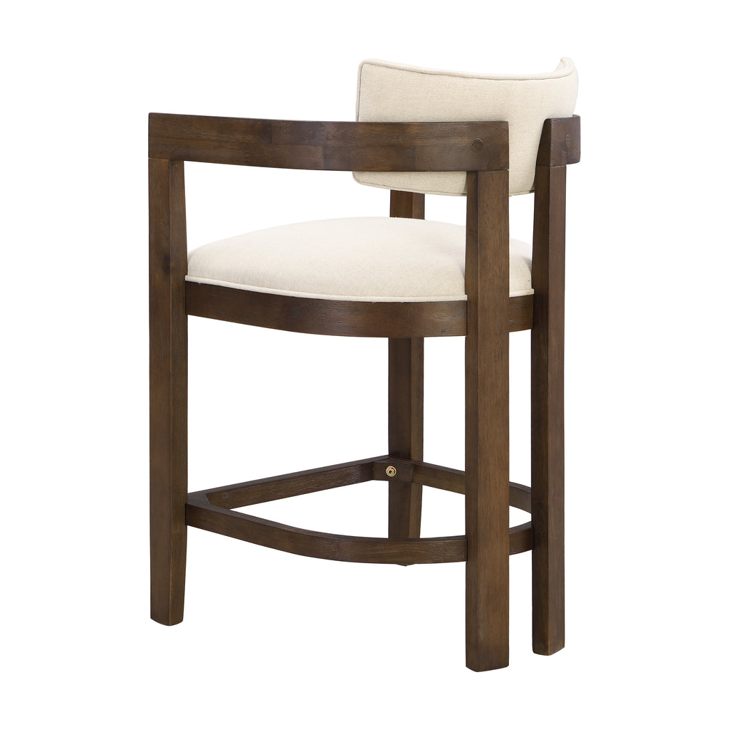 Set of 2 Upholstered Counter Stools — [variant:N872P375625T] Beige,Walnut image 8