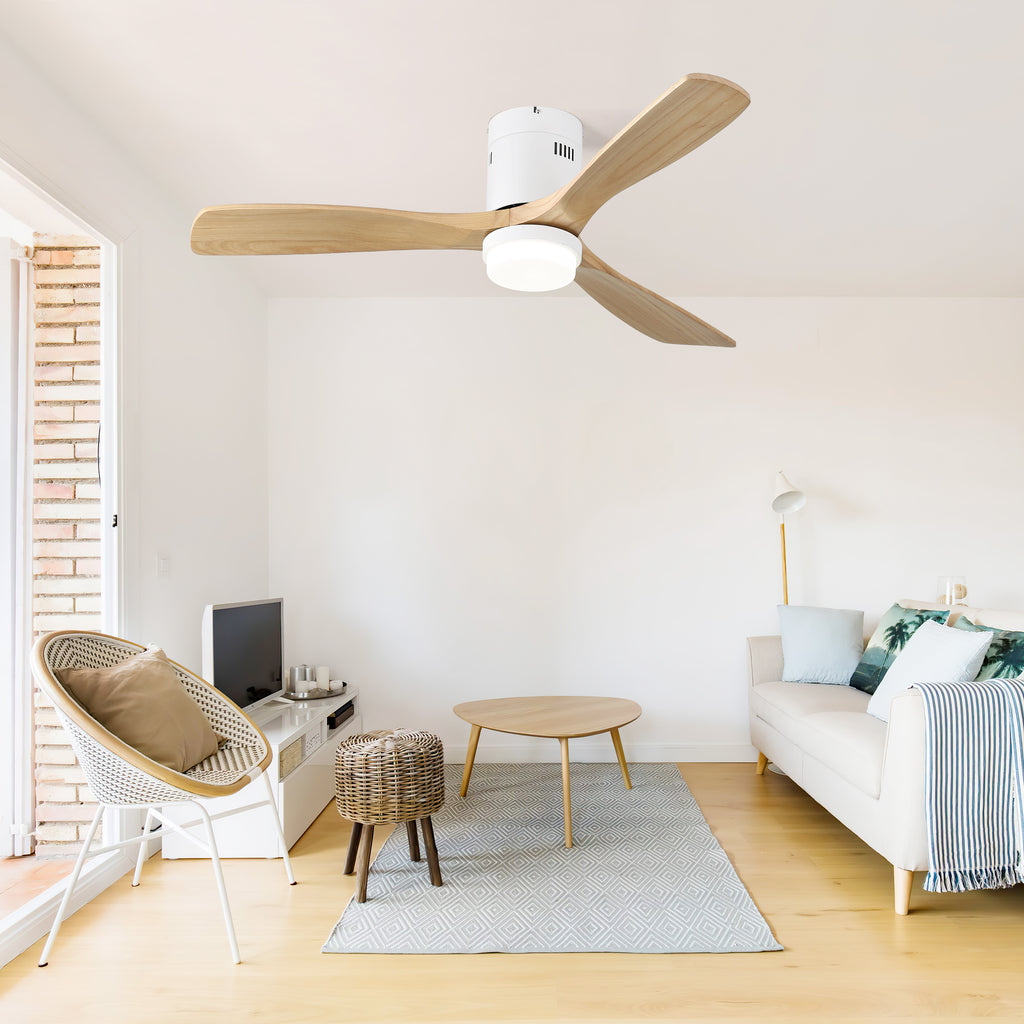 [variant:W5691P514937] Matte White Flush-Mount Ceiling Fan with Light – 52-Inch image 4
