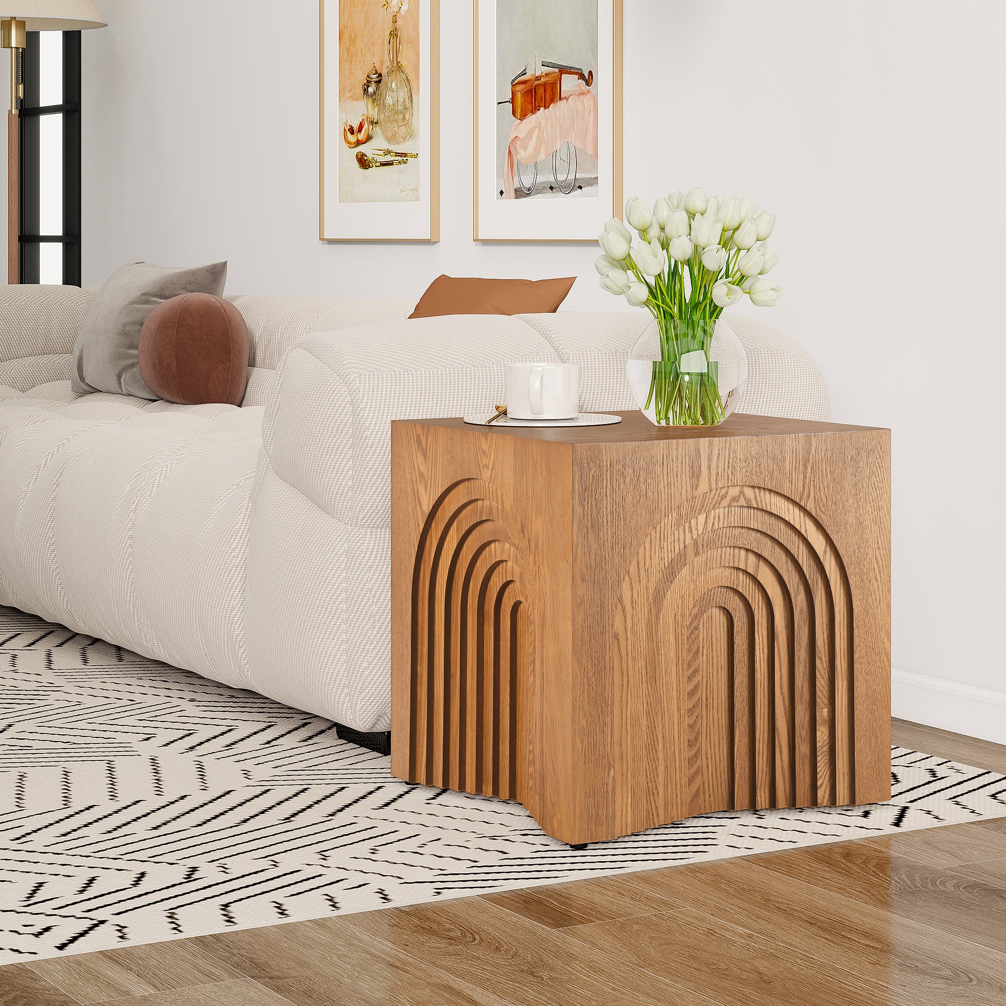 Round Wood End Table — [variant:N876P386371D] Natural & Light Brown image 4