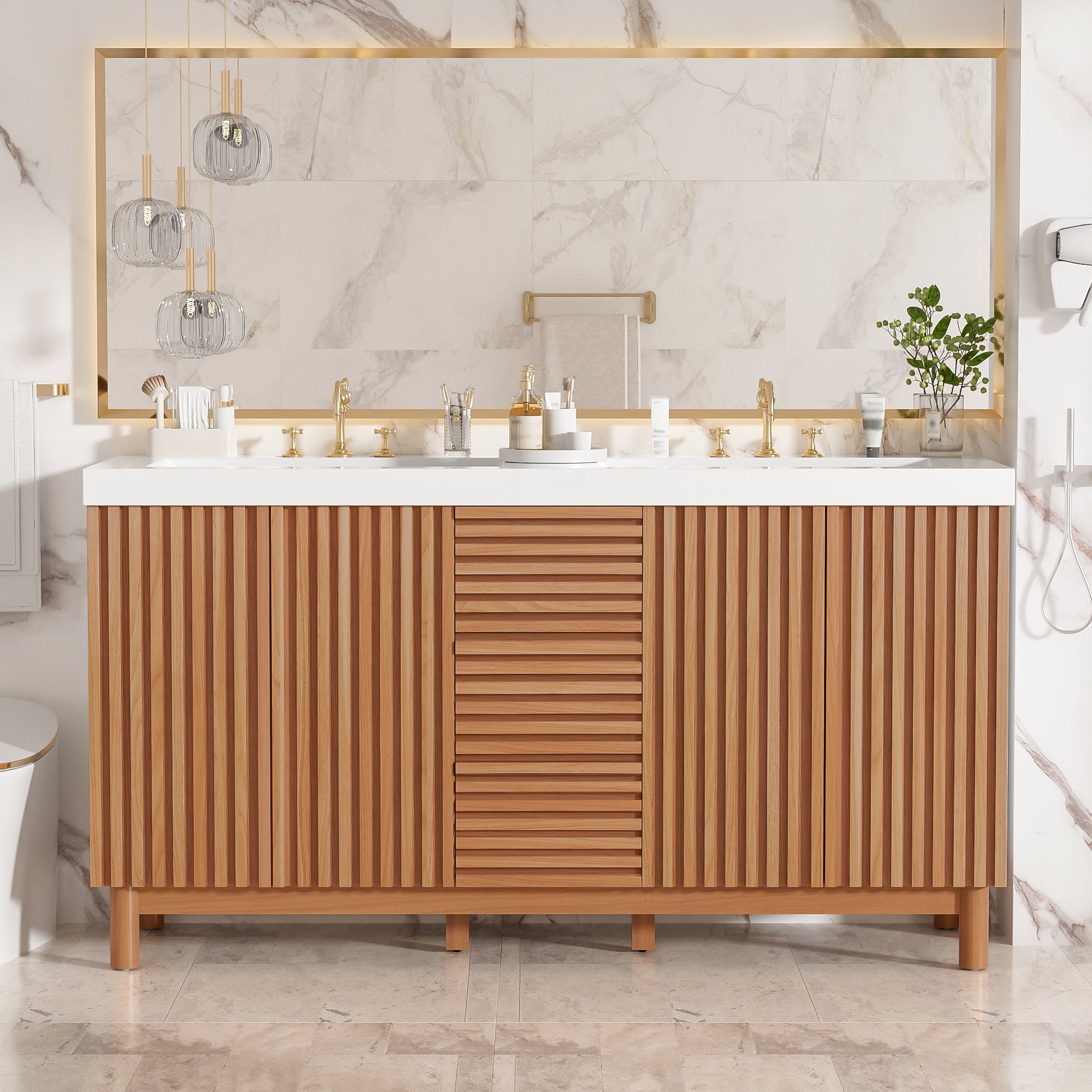 [variant:N729P000037N] Double-Sink Bathroom Vanity with Storage – 59.3-Inch image 1