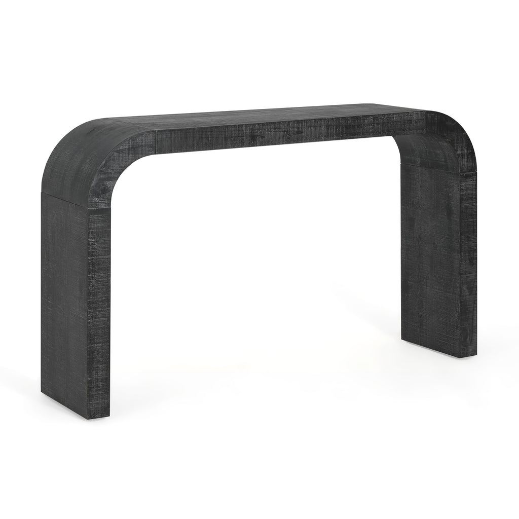 Curved-Edge Pine Veneer Console Table – 52-Inch — [variant:N851P415011B] Black image 7