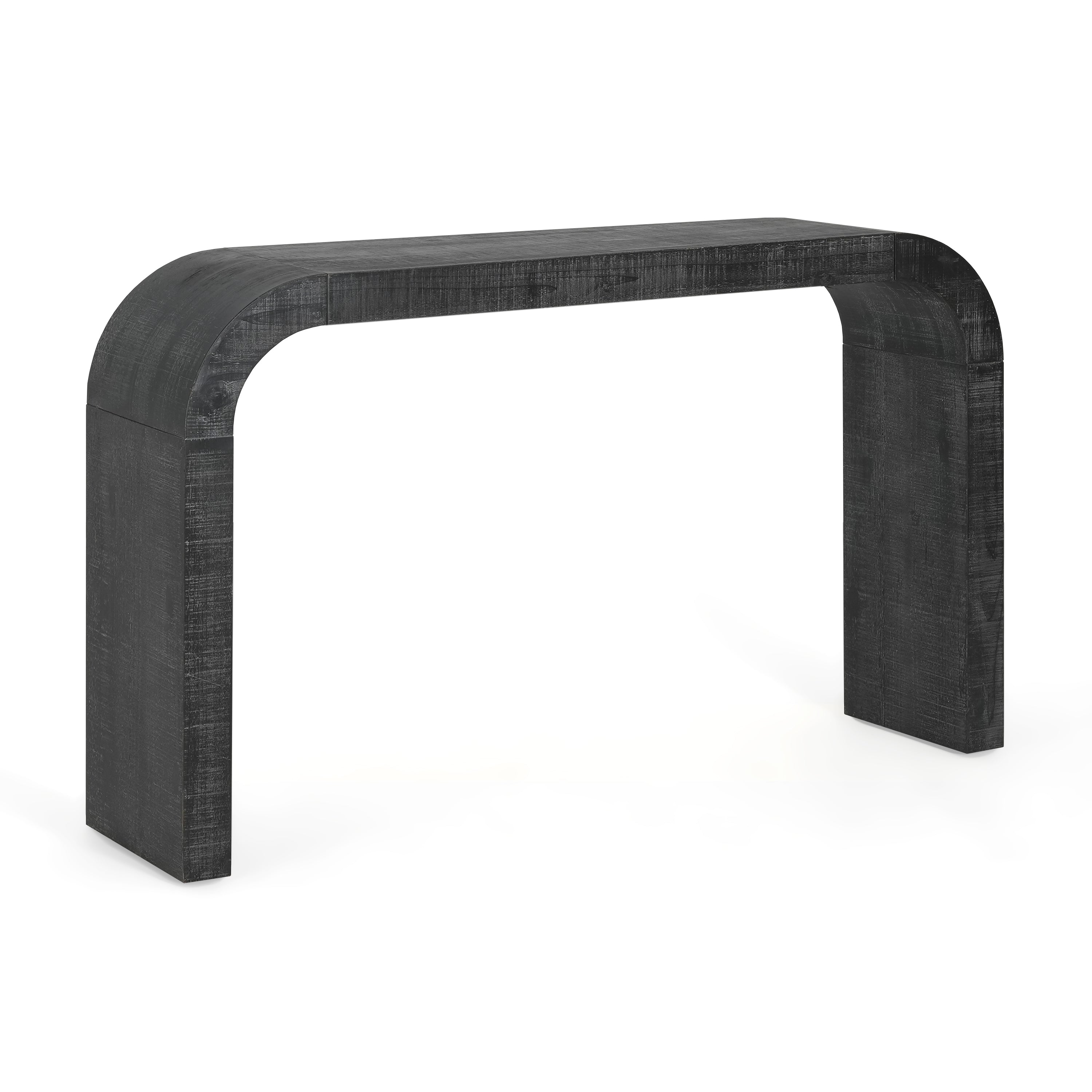 Curved-Edge Pine Veneer Console Table – 52-Inch — [variant:N851P415011B] Black image 7