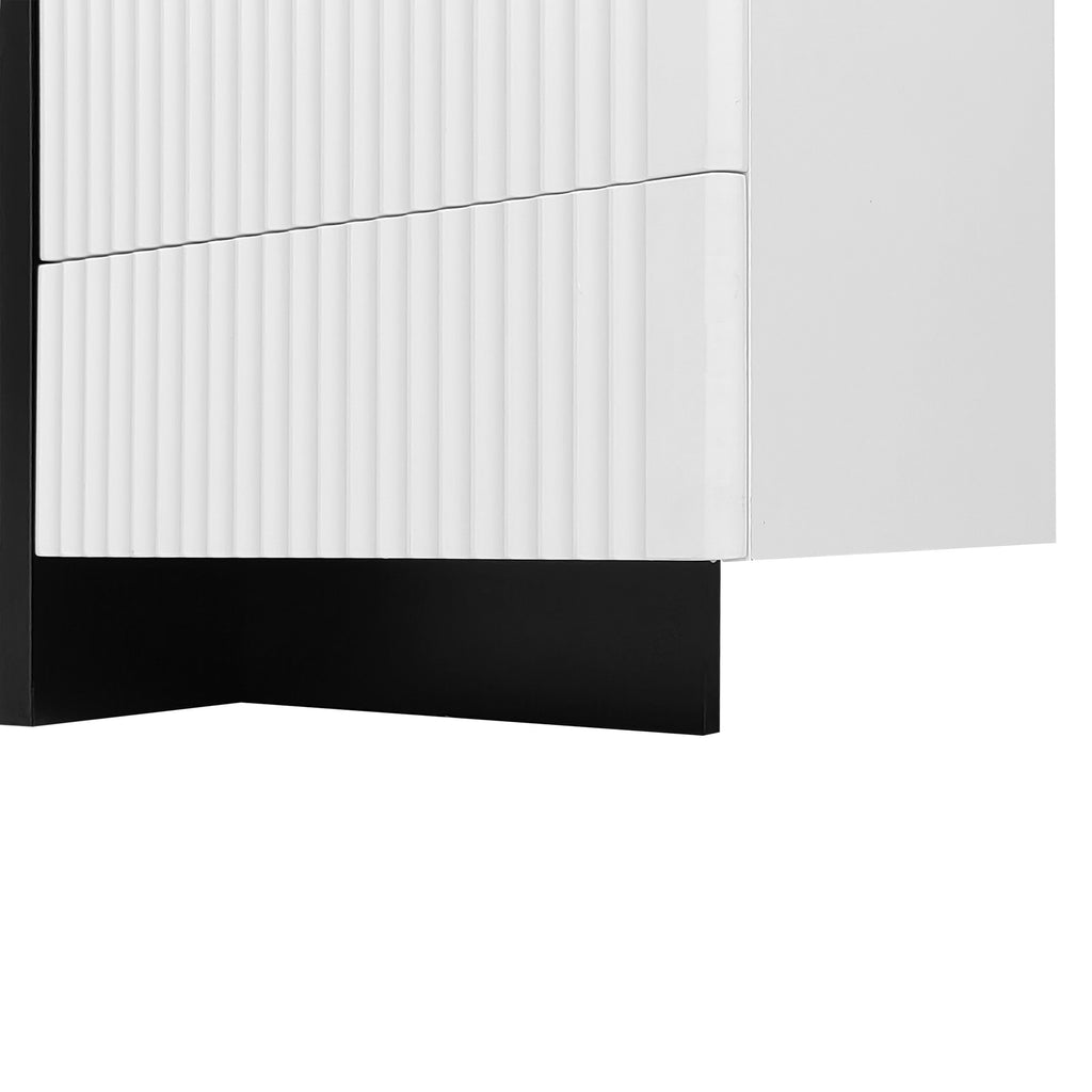 [variant:GA0014S] Modern TV Stand with 3 Doors and 2 Drawers – Black and White image 16