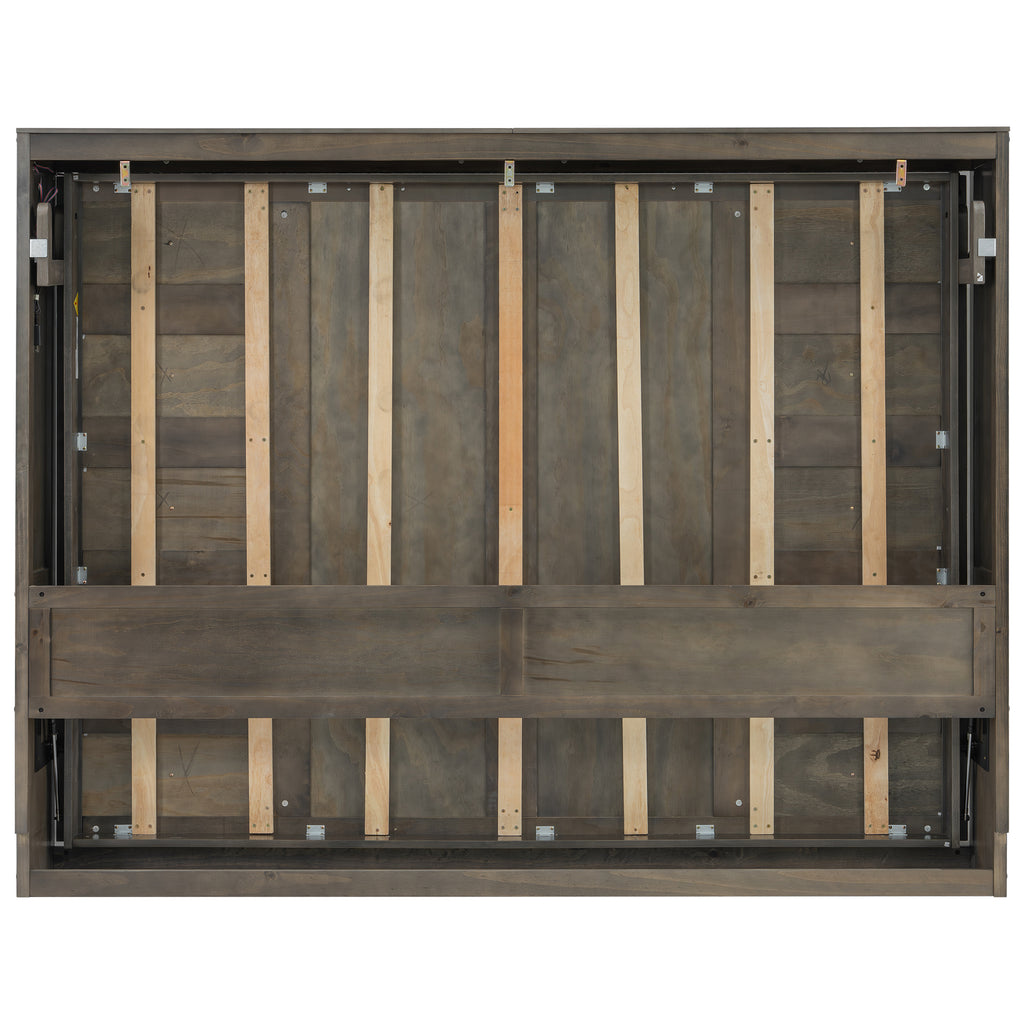 [variant:N8470004035D-1] Queen LED Murphy Bed Cabinet – Brown image 21