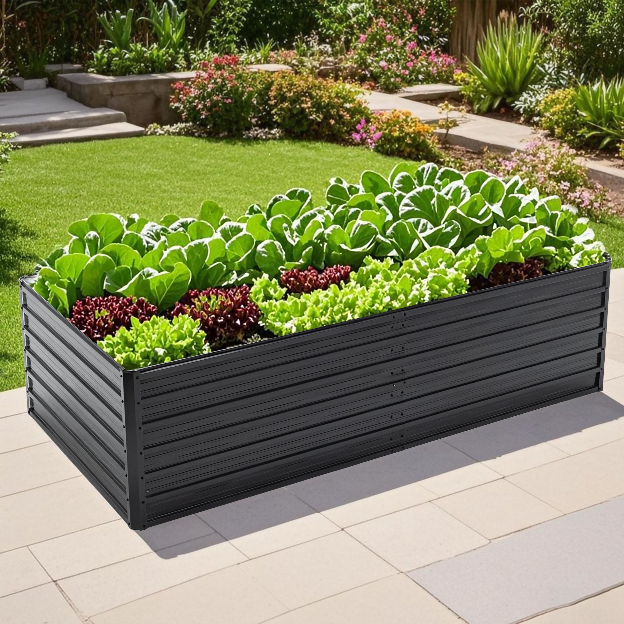 [variant:W3901P434788] Galvanized Steel Raised Garden Bed – 8 × 4 × 2 ft image 1