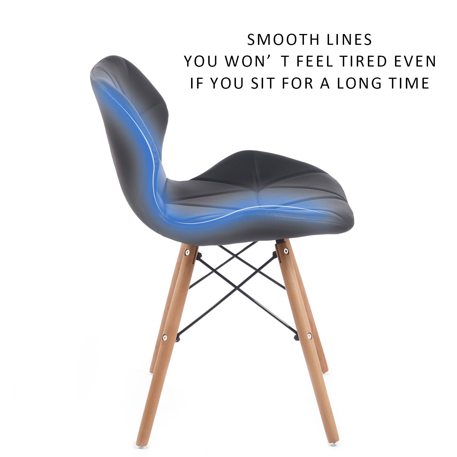 Set of 2 Modern PU Leather Dining Chairs — [variant:W3738P431268] Black image 7