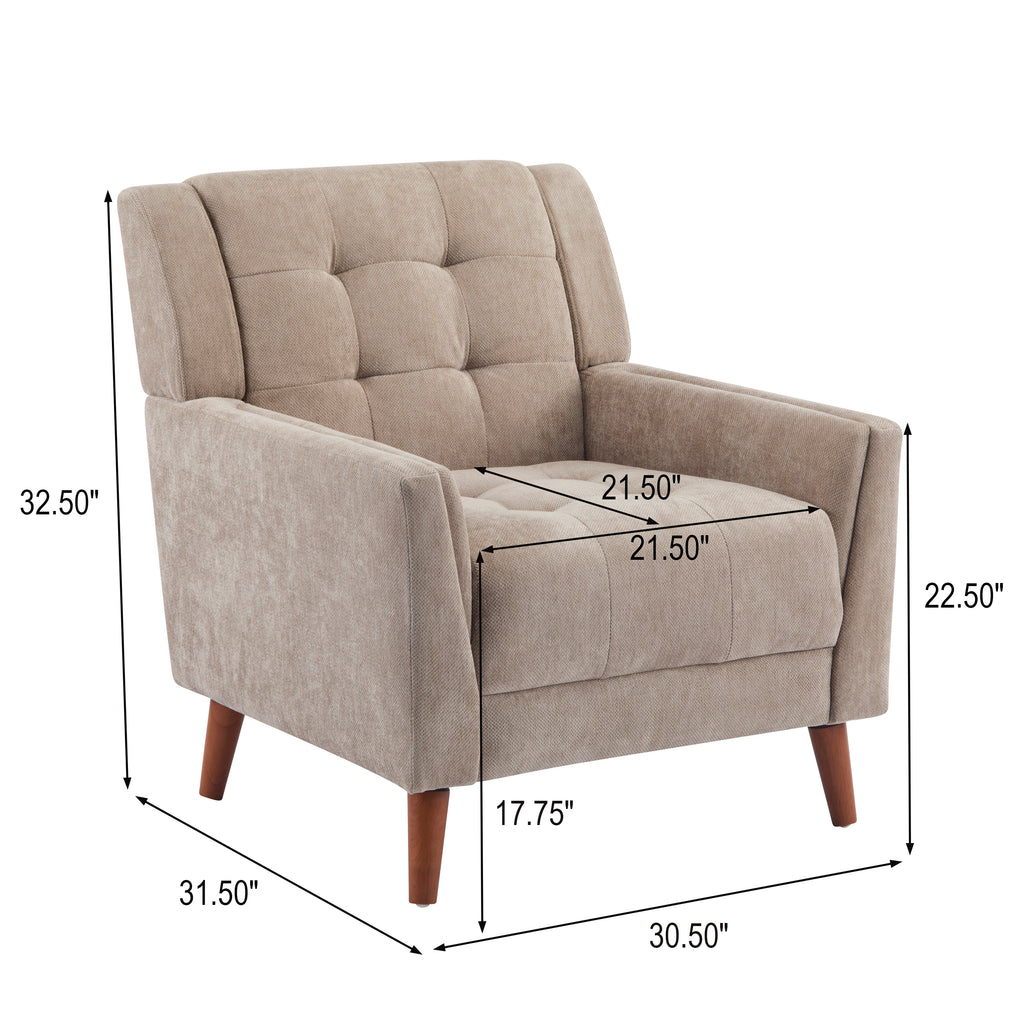 [variant:N898P442867L] Light Brown Chenille Mid-Century Armchair image 8
