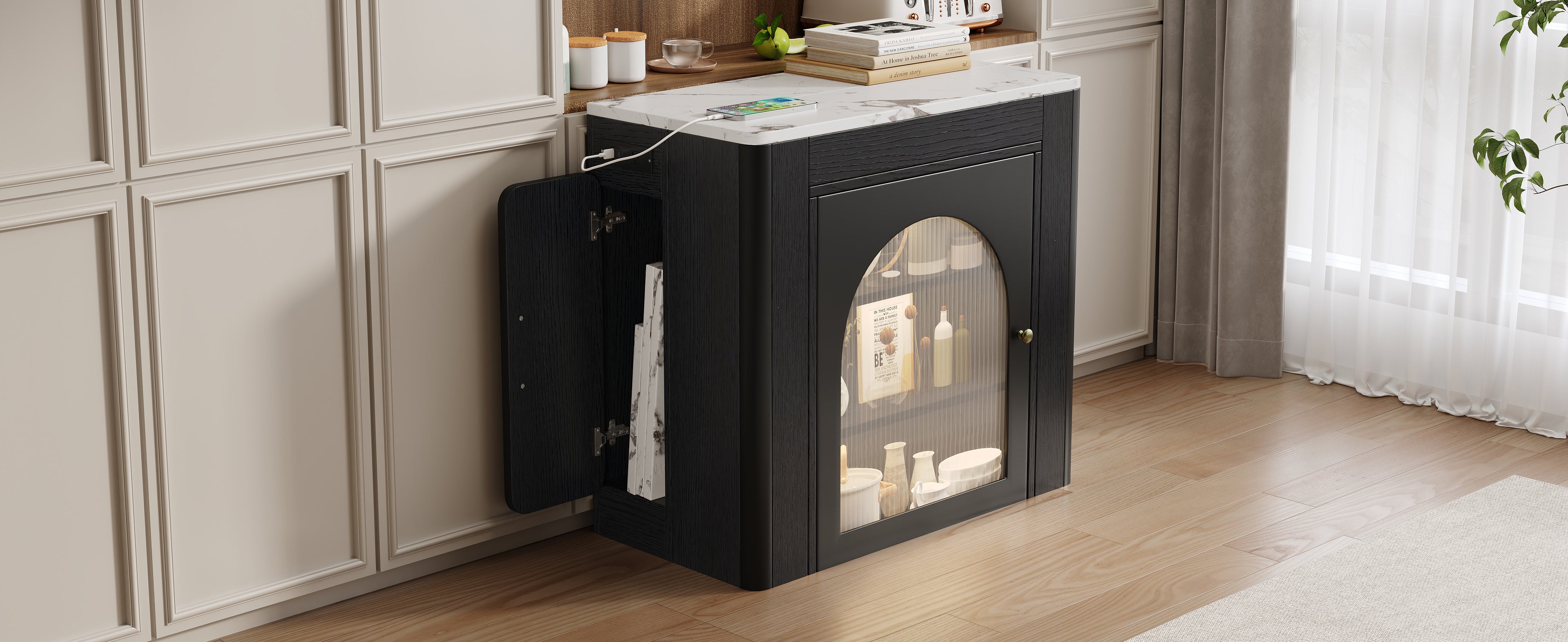 [variant:XW000024AAB-CA] Rolling Kitchen Island with Extendable Dining Table image 3