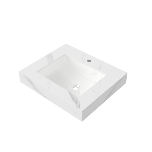 [variant:W6063P511964] Vanity Top with Ceramic Basin – 24-Inch, Carrara White image 1