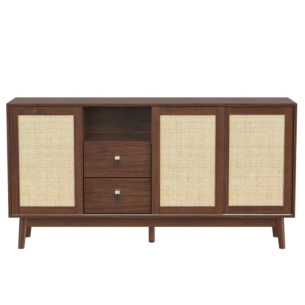Rattan 3-Door Sideboard with 2 Drawers — [variant:GA0004N] Wood image 11