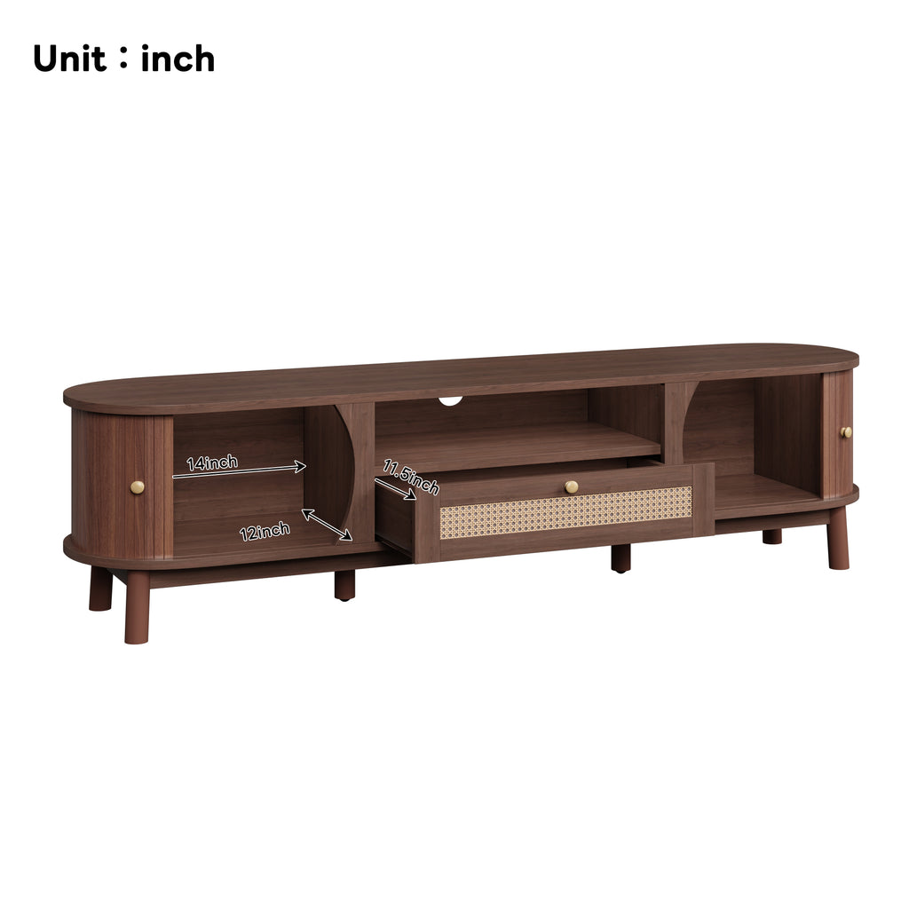 [variant:N875P278398N] Rattan TV Stand with Sliding Door – 65-Inch image 5