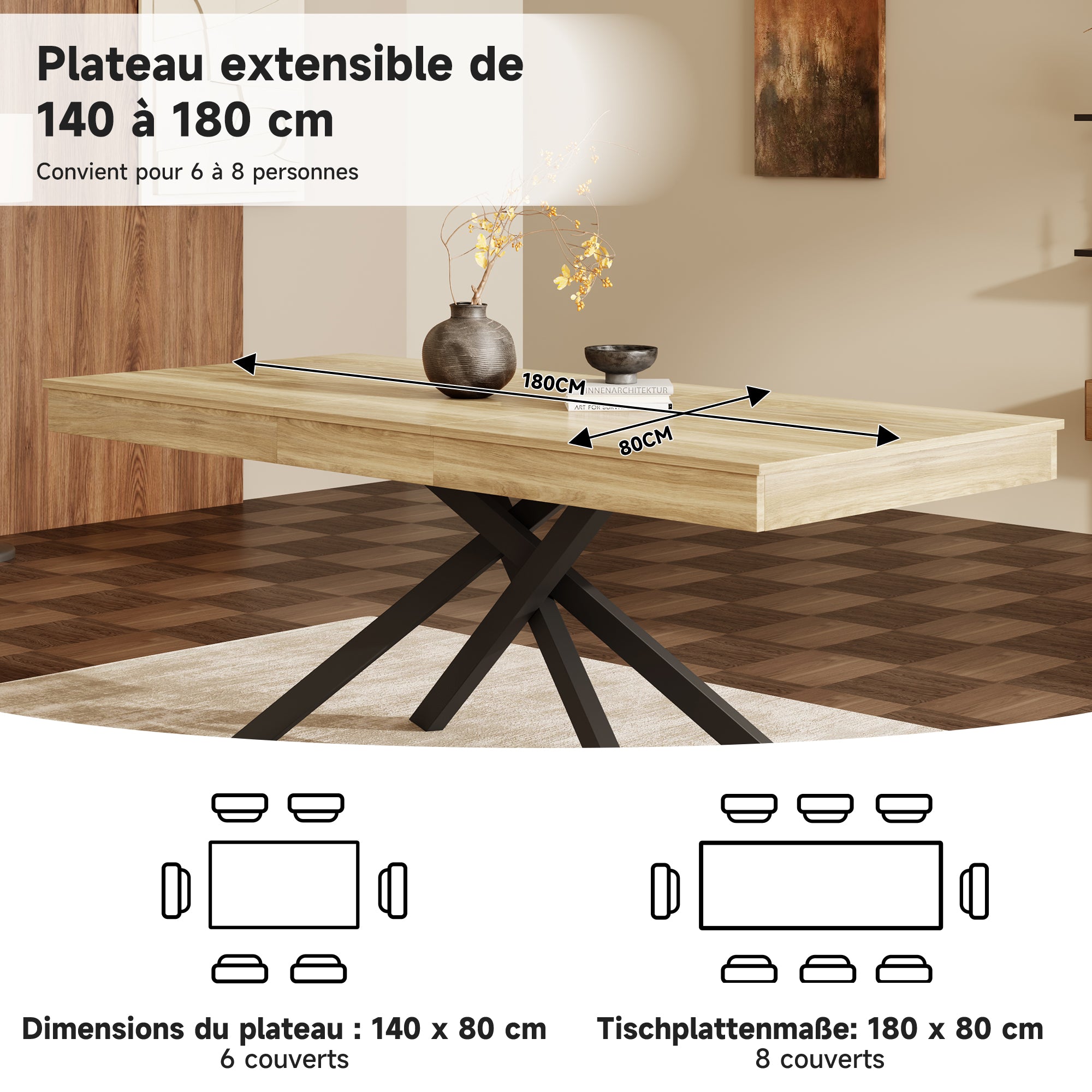 [variant:N859D000003E] Extendable Oak Dining Table – 55–71 Inch image 19