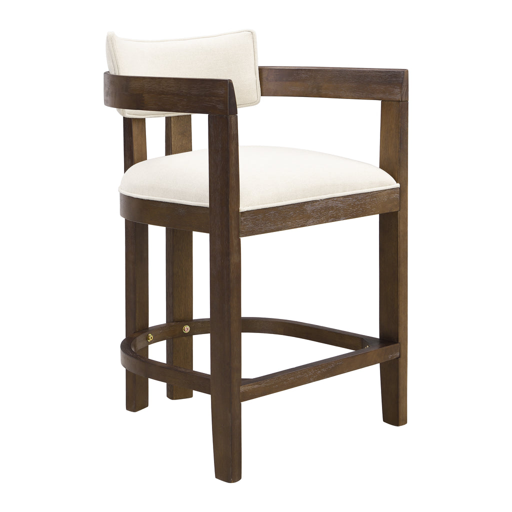 Set of 2 Upholstered Counter Stools — [variant:N872P375625T] Beige,Walnut image 9