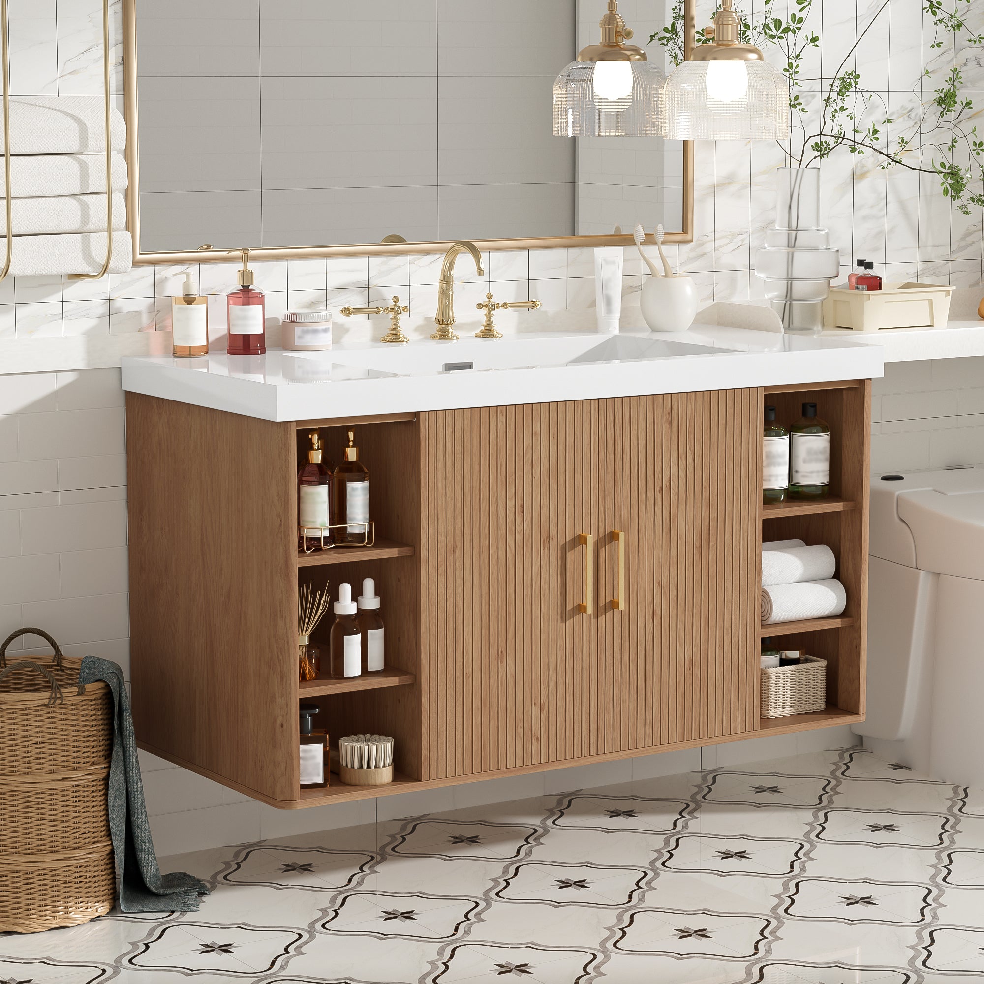 [variant:N729P000039N] Wall-Mounted Bathroom Vanity with SMC Sink – 42-Inch image 3