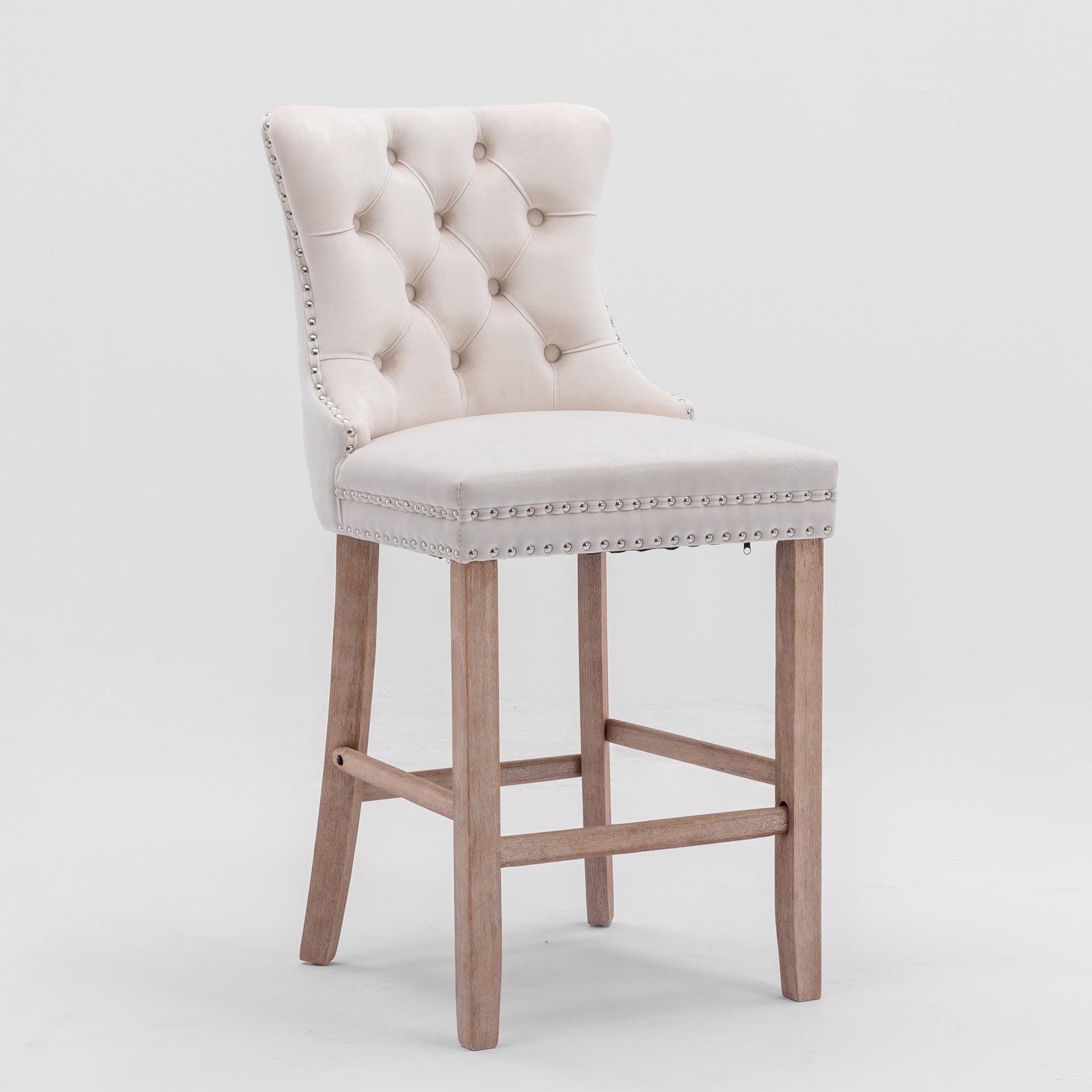 [variant:W5755P474584] Set of 2 Beige Velvet Bar Stools image 3