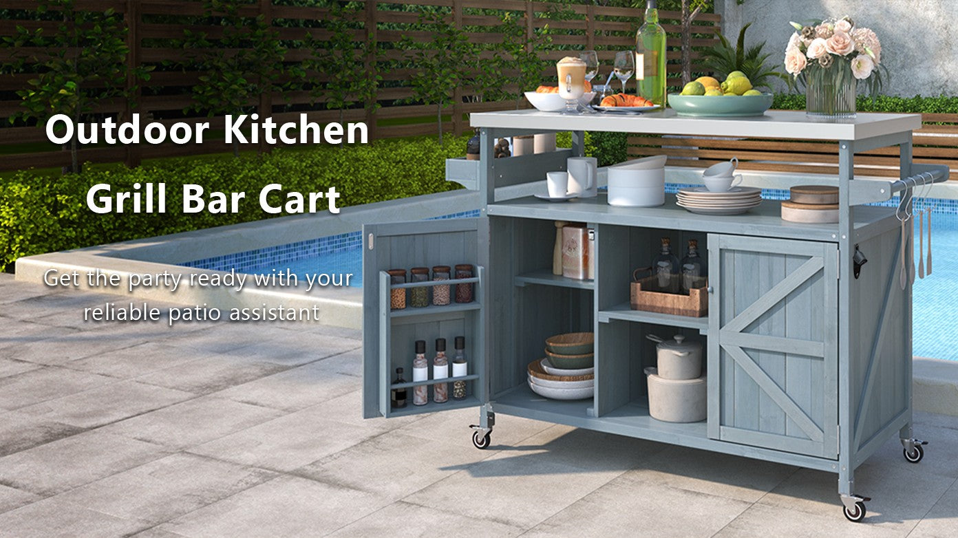 [variant:N853P386114G] Outdoor Grill Cart with Stainless Steel Top – Gray and Blue, 50.25-Inch image 36