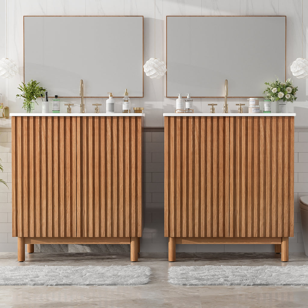 [variant:N848P000012O] Traditional Bathroom Vanity with Ceramic Sink – 59.8-Inch image 2