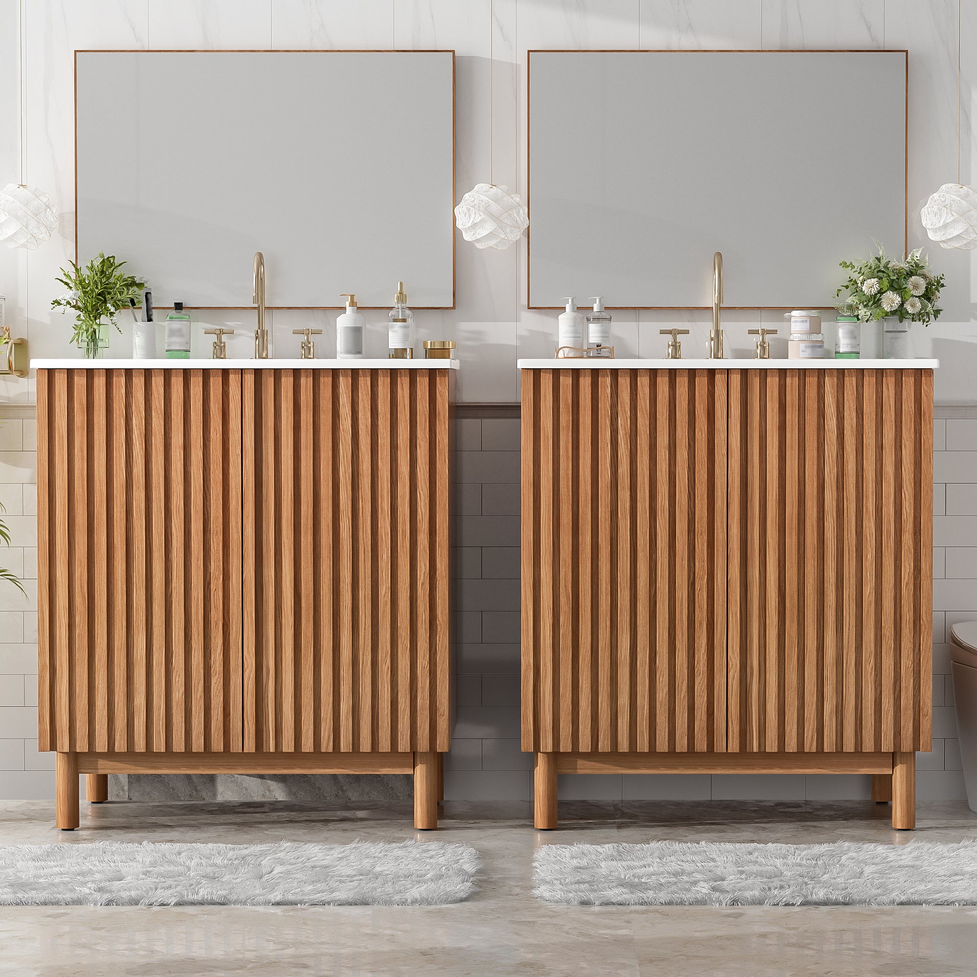 [variant:N848P000012O] Traditional Bathroom Vanity with Ceramic Sink – 59.8-Inch image 2