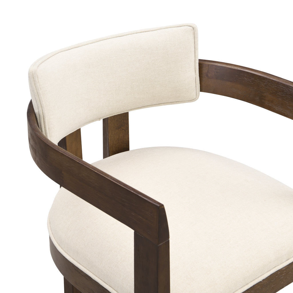 Set of 2 Upholstered Counter Stools — [variant:N872P375625T] Beige,Walnut image 10