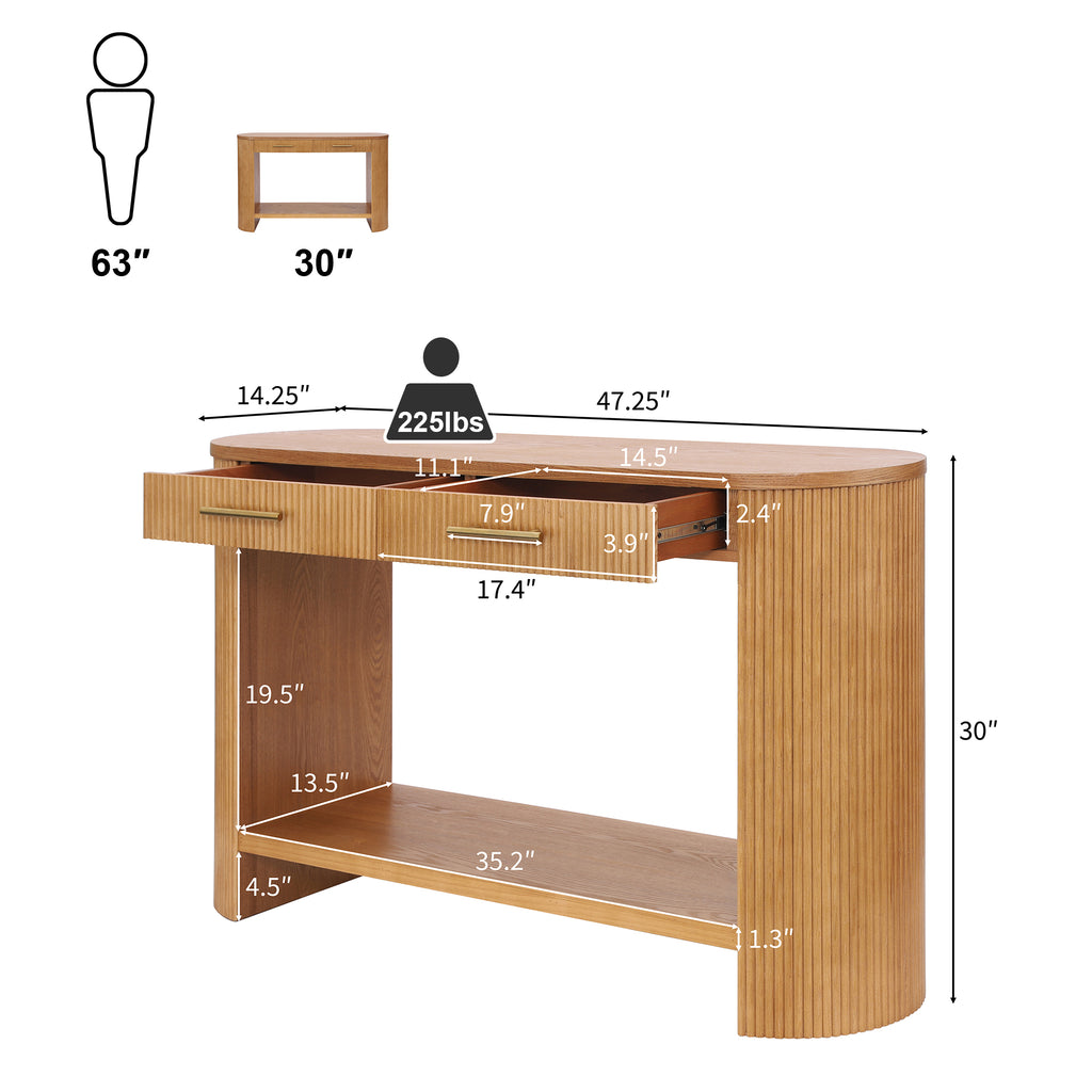 [variant:N876P351901D] Modern Console Table with Drawers & Storage image 2