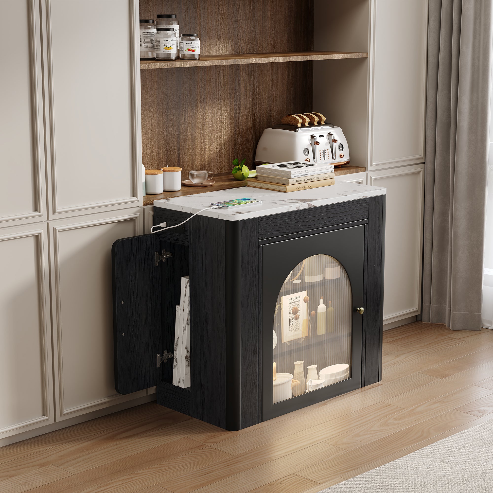 [variant:XW000024AAB-CA] Rolling Kitchen Island with Extendable Dining Table image 13