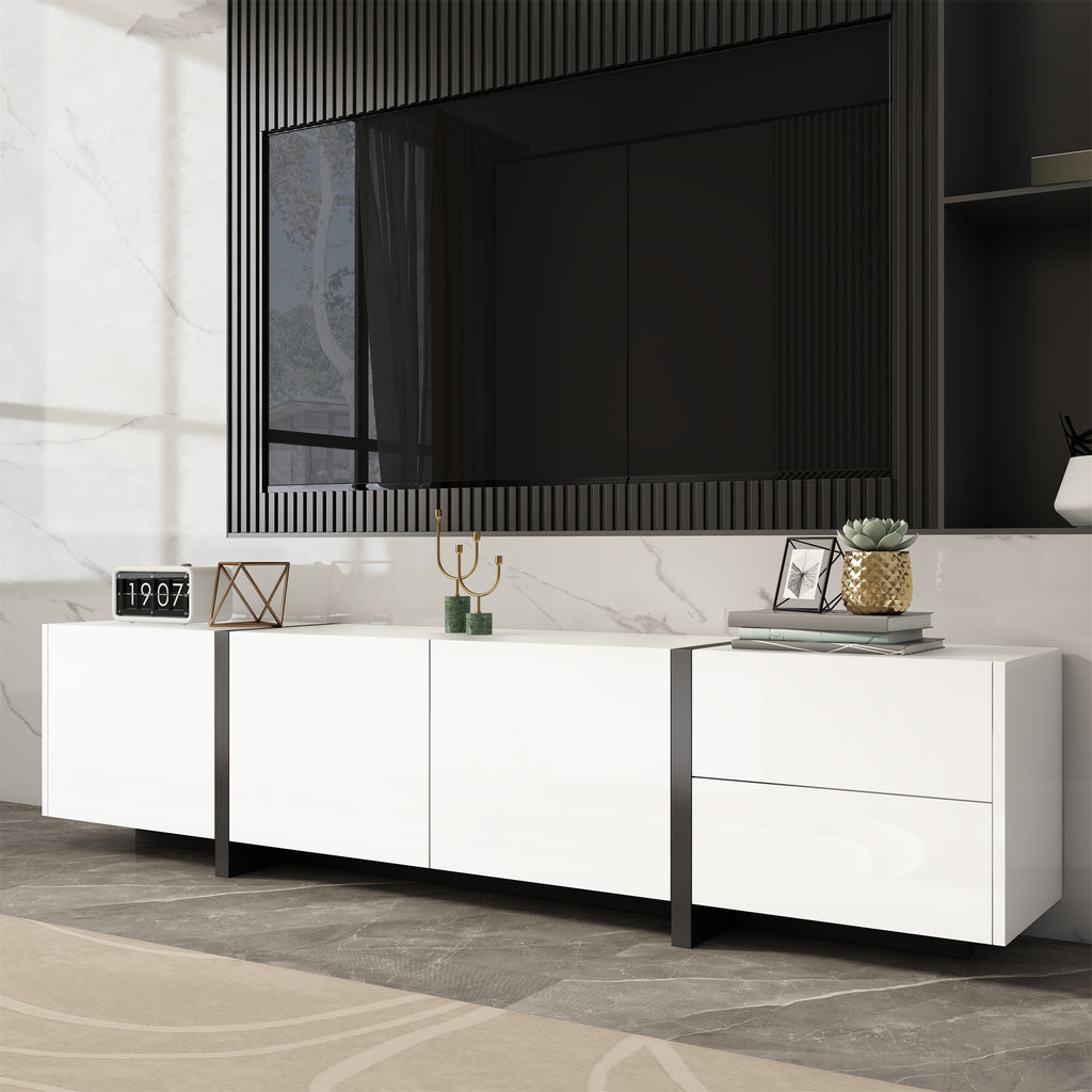 [variant:N875P283187W] High-Gloss LED TV Stand with Storage image 2