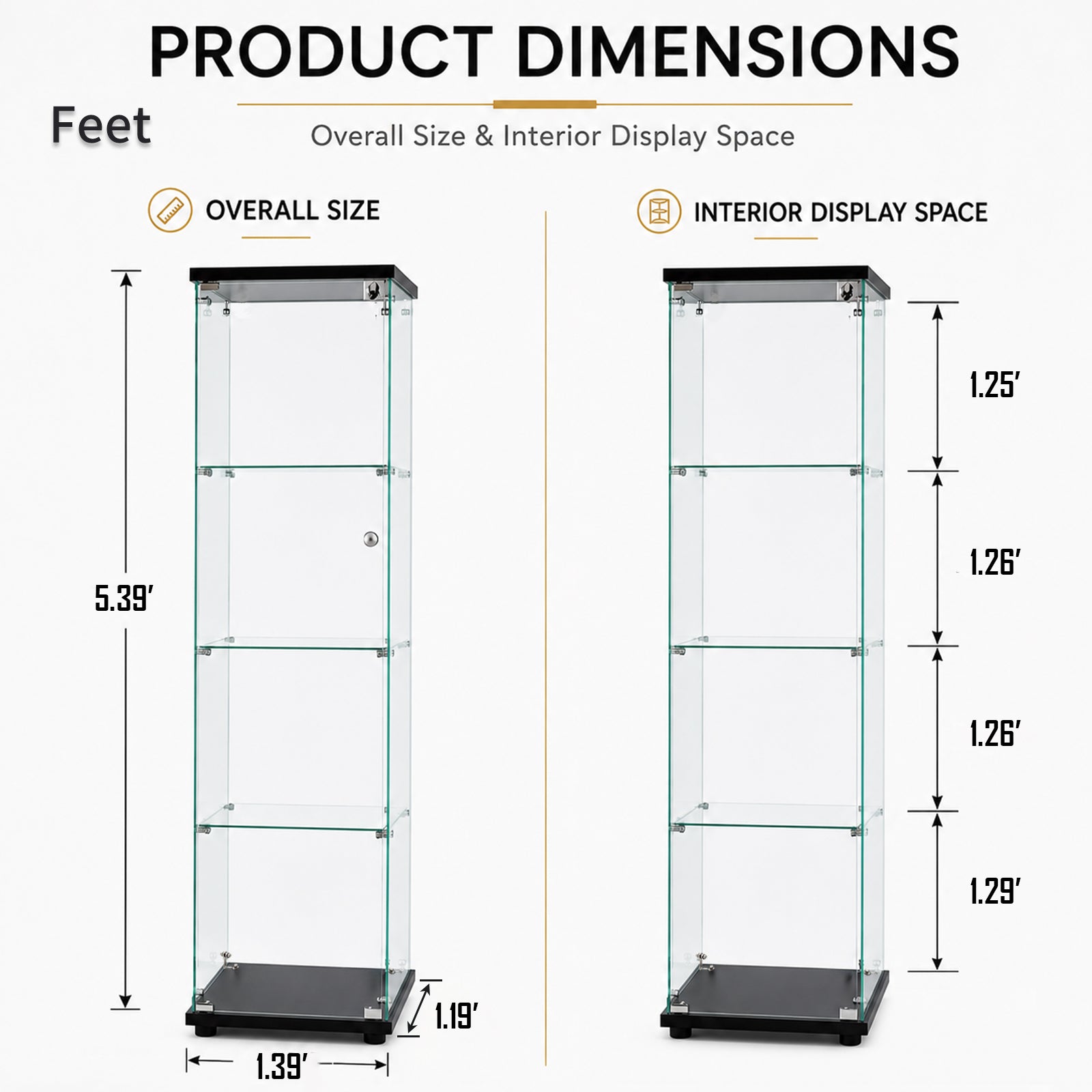 [variant:W3738P360367] 4-Shelf Tempered Glass Display Cabinet – Black image 6