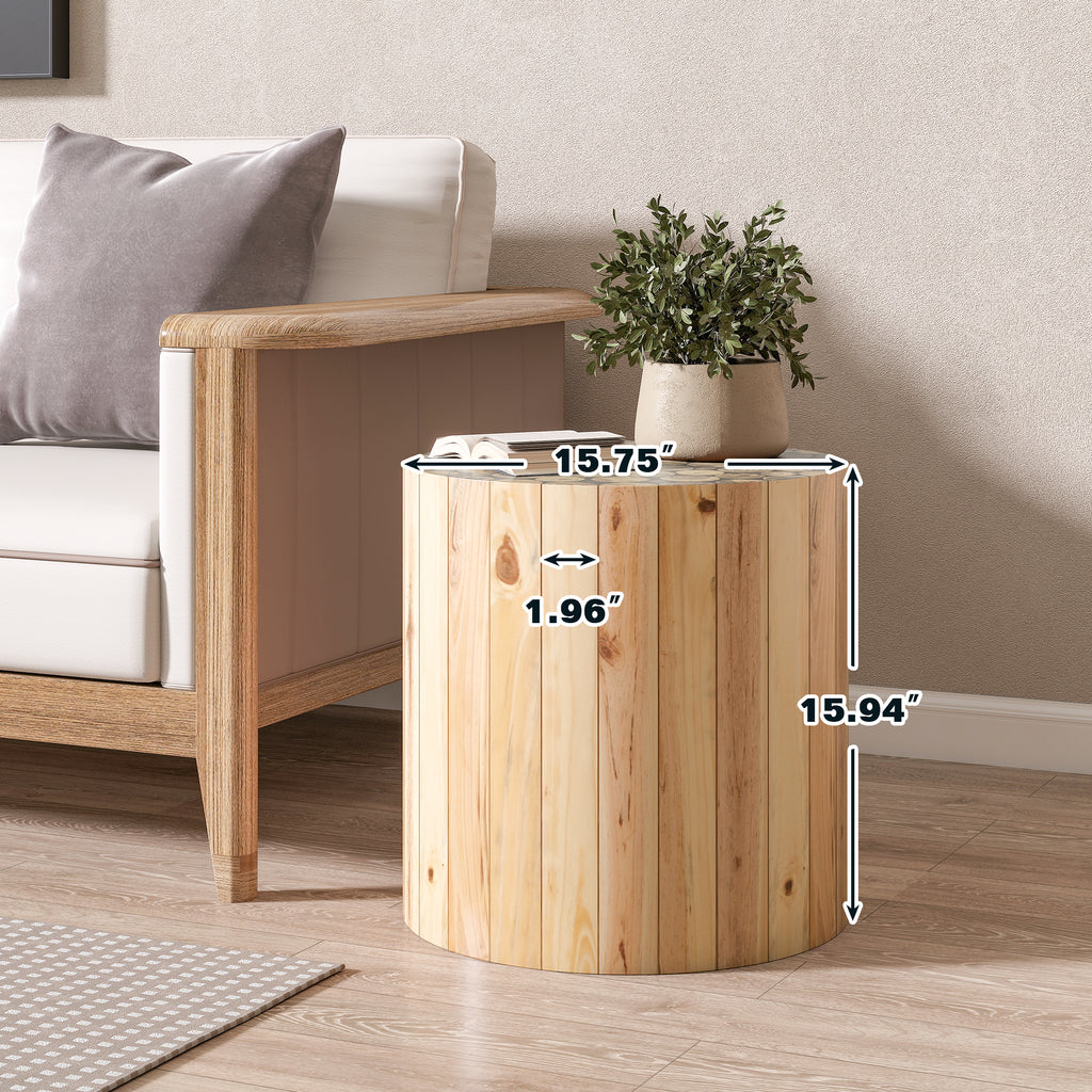 [variant:N876P386380B] Round Beige-Brown End Table image 2
