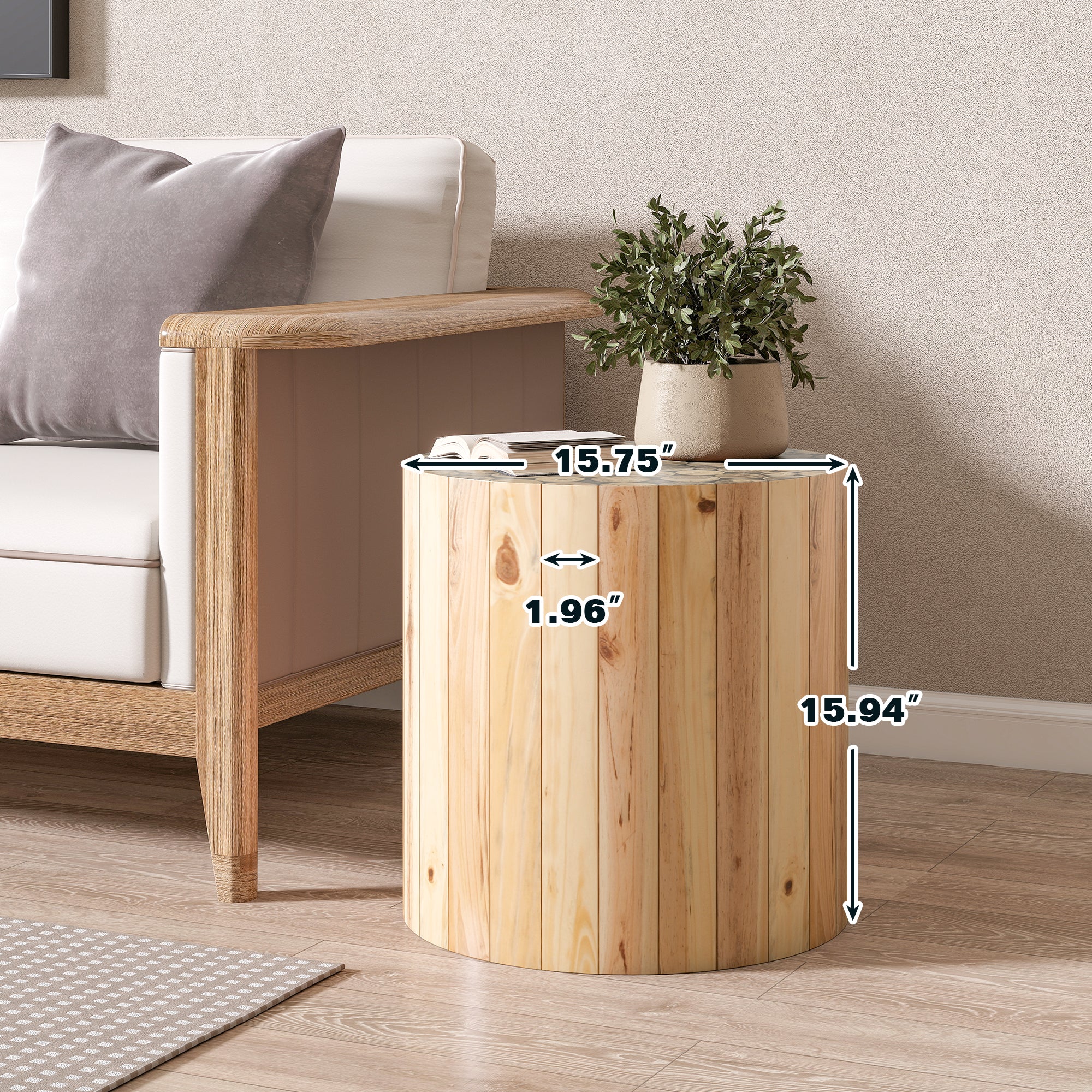[variant:N876P386380B] Round Beige-Brown End Table image 2