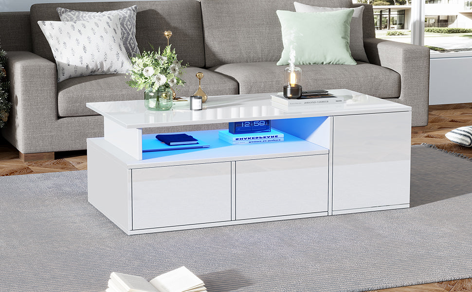 [variant:N892P428788W] High-Gloss LED Coffee Table with Open Storage image 62