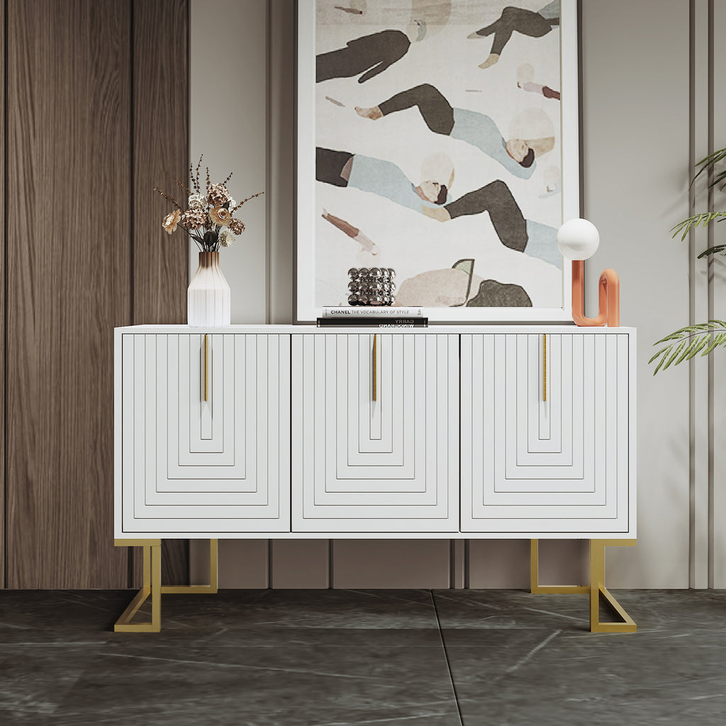 [variant:N852P470446K] HORIZON 3-Door Modern Sideboard – White image 1