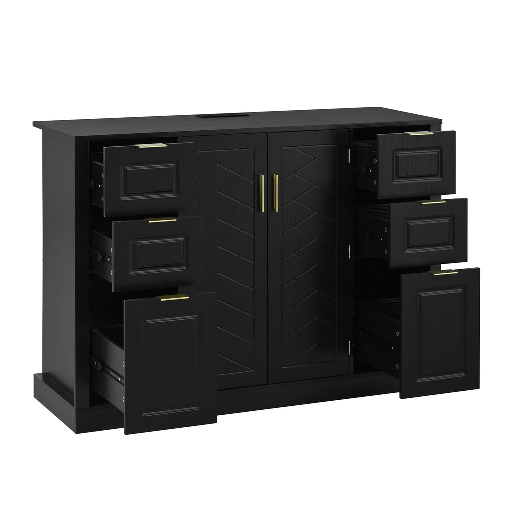 [variant:N889P443160B] Sideboard with 2 Doors, 6 Drawers & Power Outlet image 11