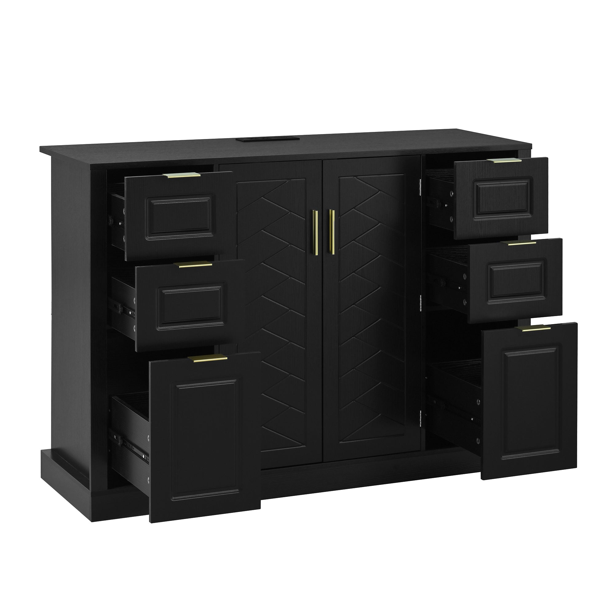 [variant:N889P443160B] Sideboard with 2 Doors, 6 Drawers & Power Outlet image 11