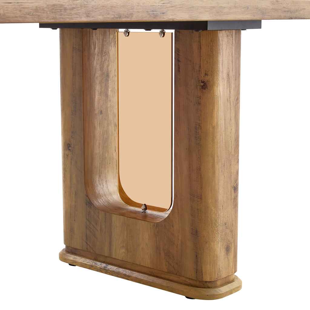 [variant:W3806S00012] Wood-Grain U-Leg Dining Table – 64.5-Inch image 14