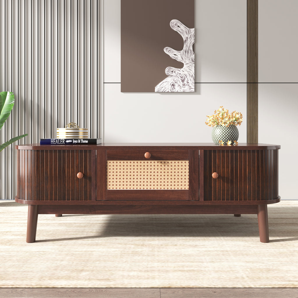 [variant:N875P360725N] Natural Rattan Coffee Table with Sliding Doors image 4