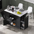 [variant:N853P390045B] Rolling Kitchen Island with Tilt-Out Trash Cabinet – Black, 50.7-Inch image 1